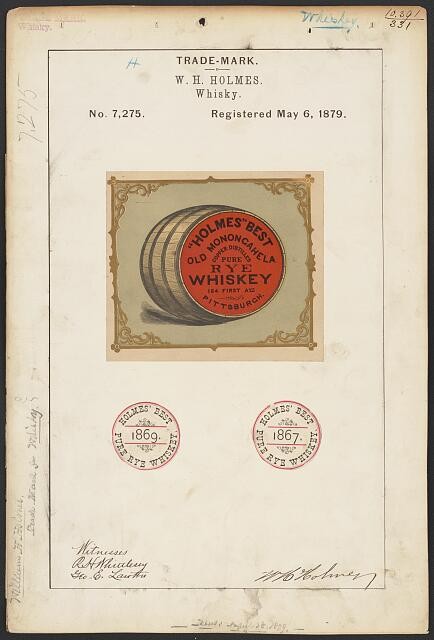 Photo:W H Holmes Whisky Trademark 1879 Holmes Best Rye Whiskey Pittsburgh Photo:W H Holmes Whisky Trademark 1879 Holmes Best Rye Whiskey Pittsburgh