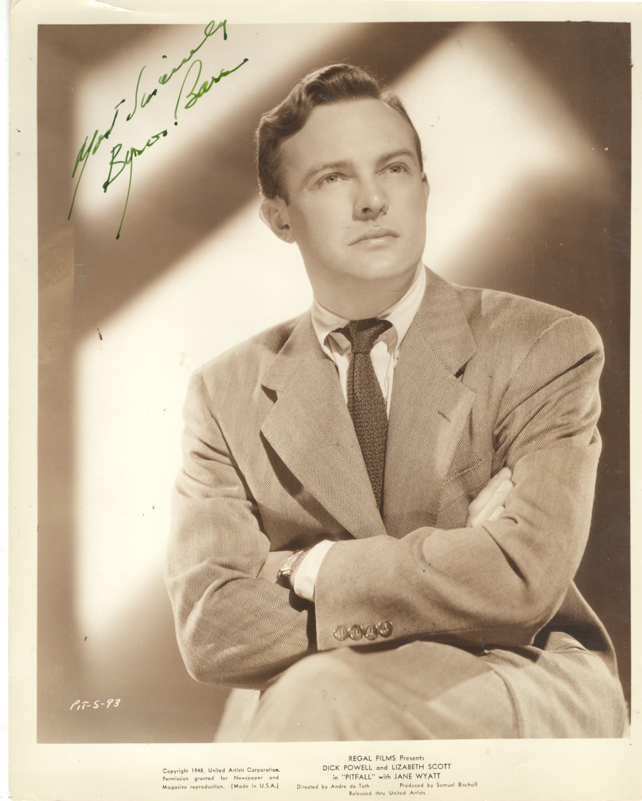 AMERICAN HANDSOME ACTOR VBYRON BARR, SIGNED VINTAGE STUDIO PHOTO AMERICAN HANDSOME ACTOR VBYRON BARR, SIGNED VINTAGE STUDIO PHOTO
