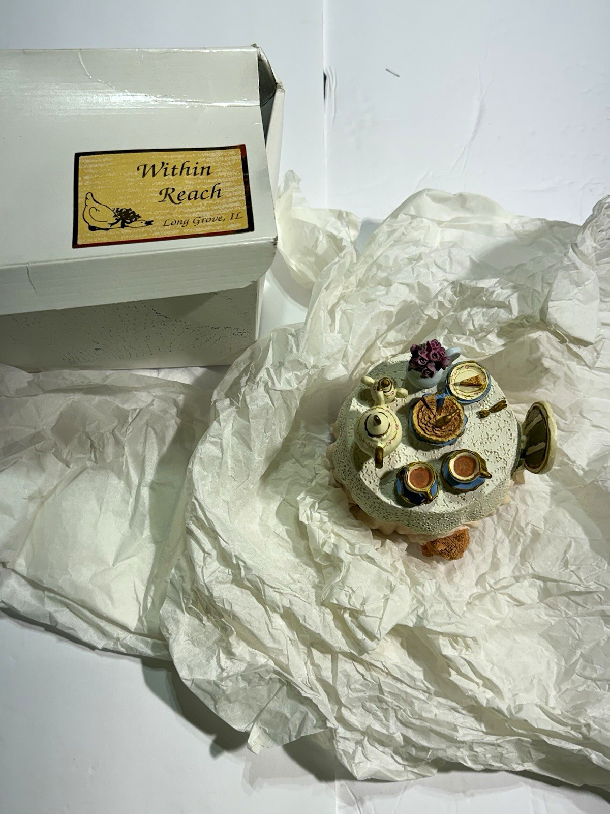 FIGI Graphics 1996 Tea for Two Tea Party Resin Figurine Painted Multicolor Boxed