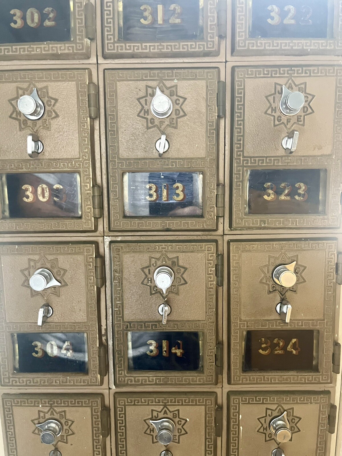 Rare Vintage Small USPS Post Office Brass Box Door With Combination Rare Vintage Small USPS Post Office Brass Box Door With Combination