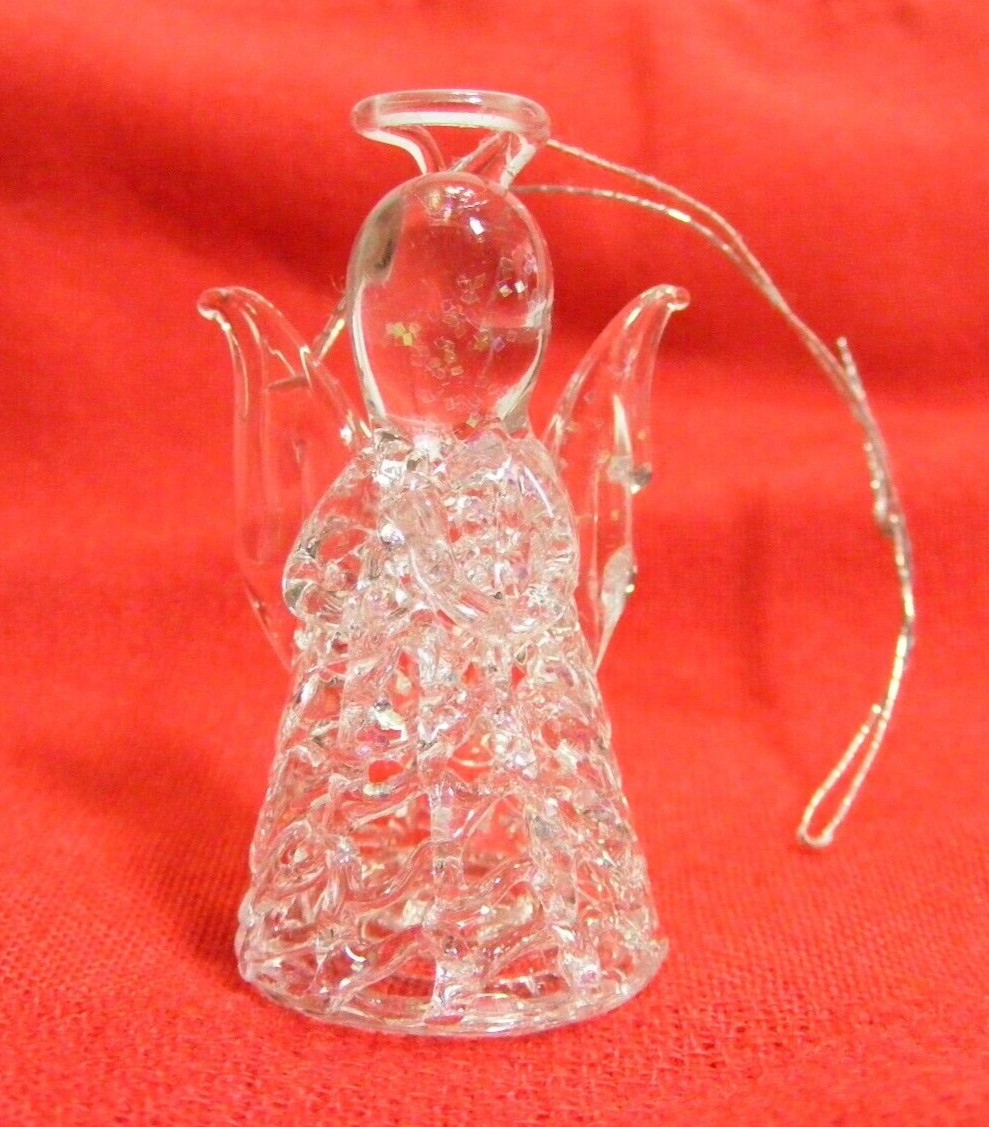 Vintage Silvestri Hand Spun Glass Christmas Ornament 2" Tall Angel 5-d