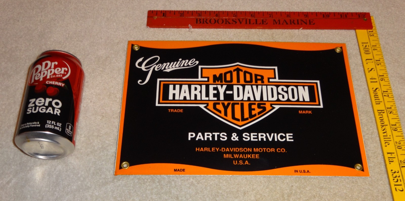 VINTAGE HARLEY DAVIDSON MOTORCYCLE SERVICE 12" PORCELAIN METAL GASOLINE OIL SIGN