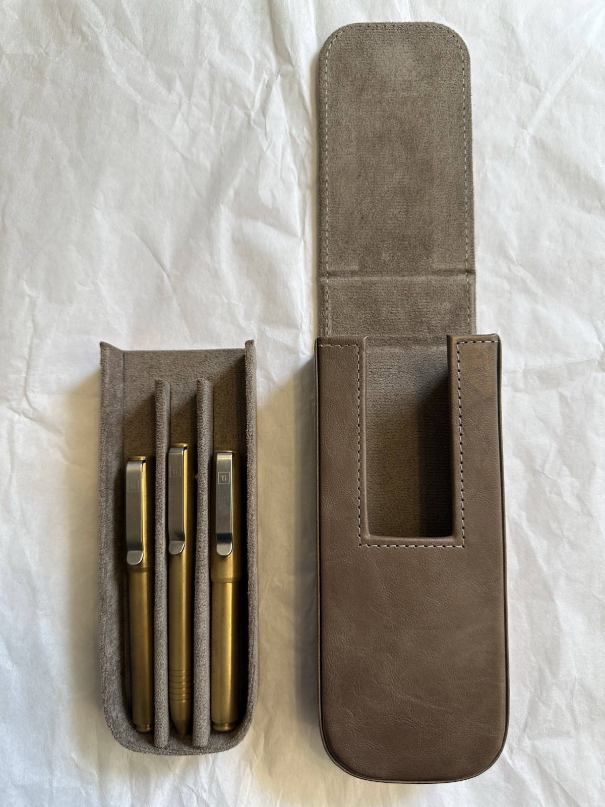 Big Idea Design Brass Bolt Action, Capped And Fountain Pen Set EDC Travel Case Big Idea Design Brass Bolt Action, Capped And Fountain Pen Set EDC Travel Case