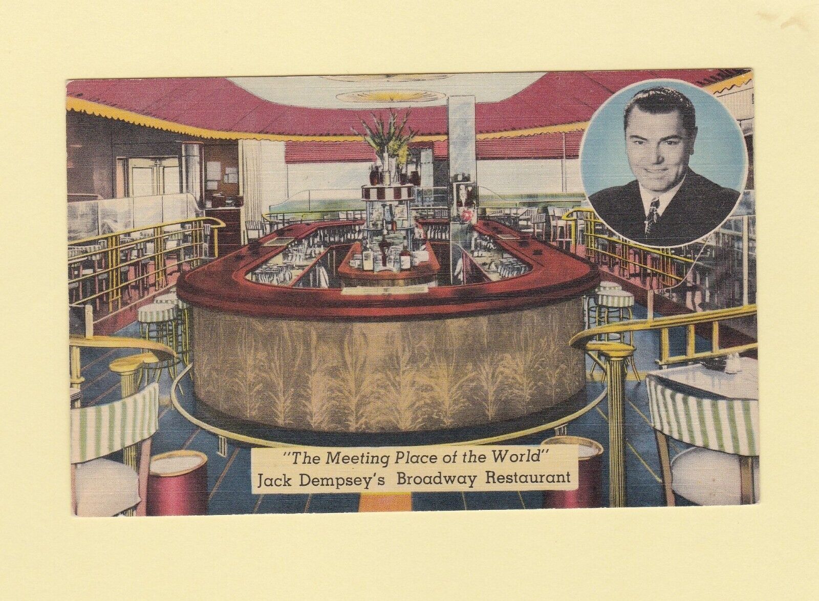 Vintage U. S. A. Postcard The Meeting Place Of The World Jack Dempsey  N. Y.