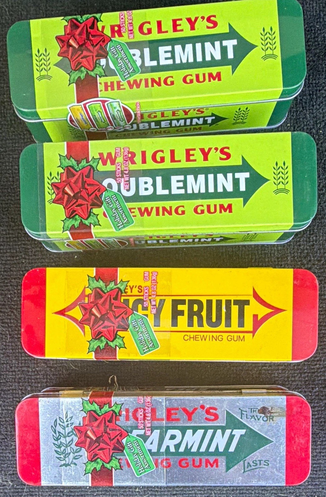 Lot of 4 Vintage 2008 Wrigley's Chewing Gum Holiday Collectible Tin-Factory Seal