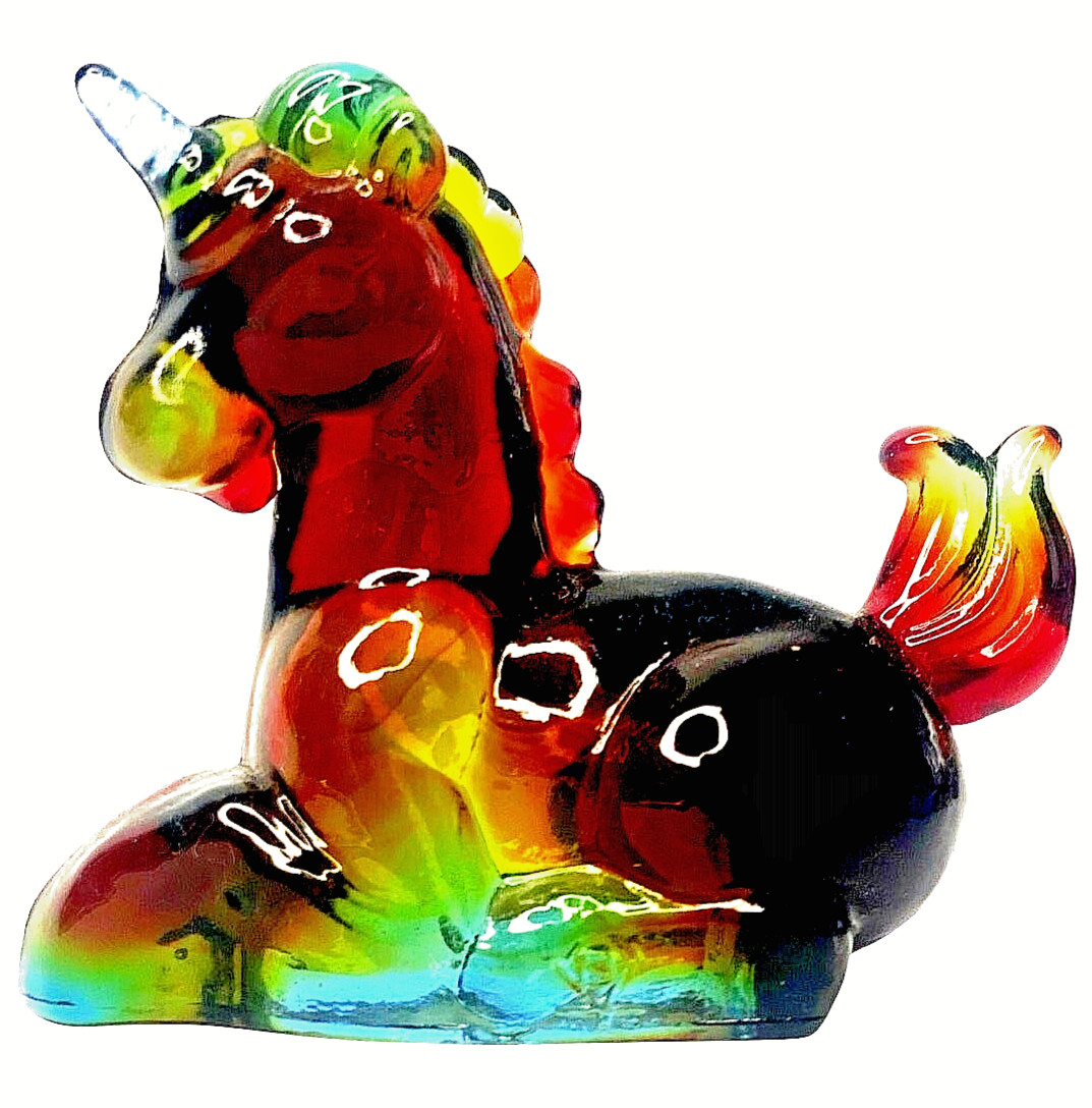 Boyd Little Lucky Unicorn Rubina Cadmium UV Reactive Glass
