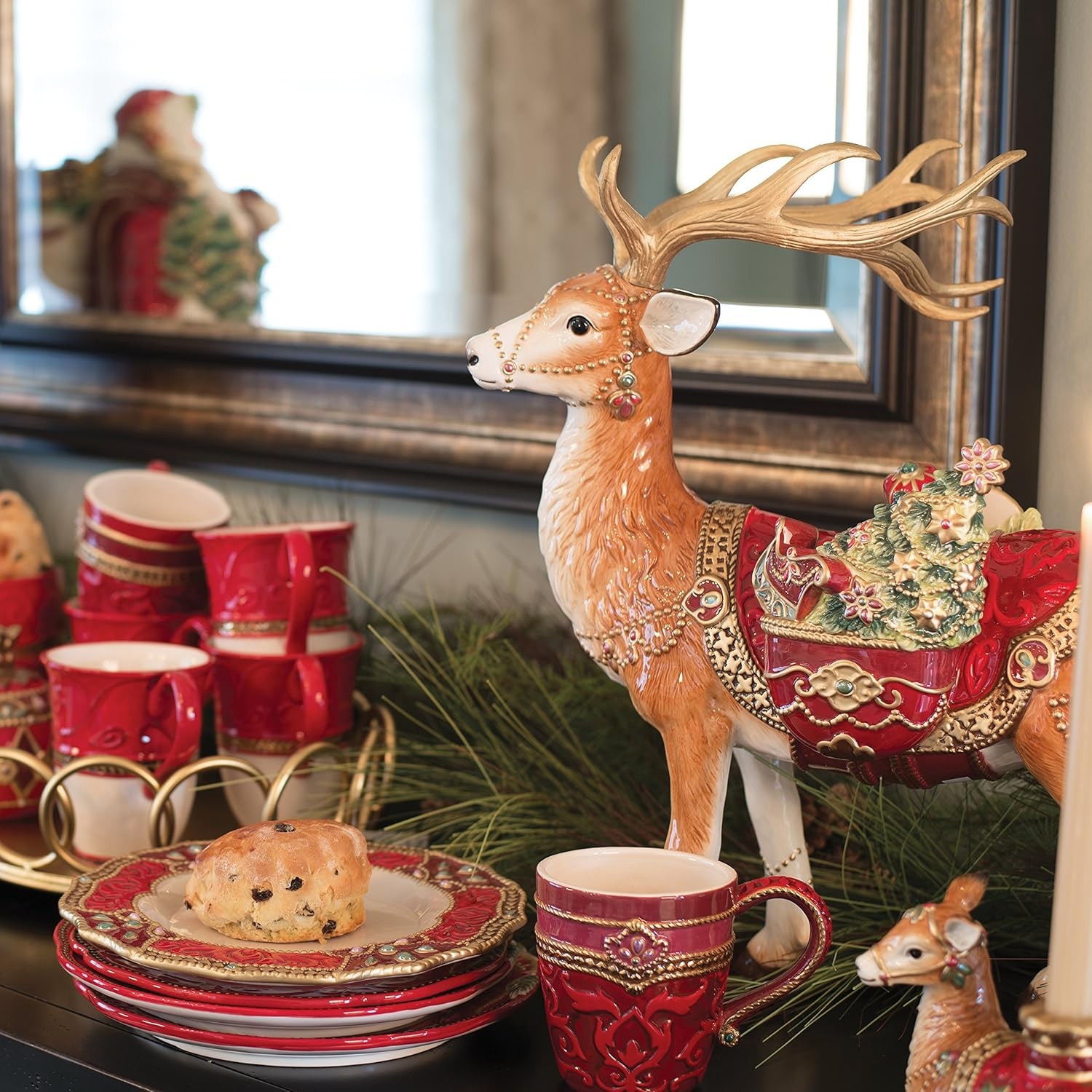 New Fitz and Floyd Renaissance Holiday Deer Figurine Christmas 16" Tall New Fitz and Floyd Renaissance Holiday Deer Figurine Christmas 16" Tall