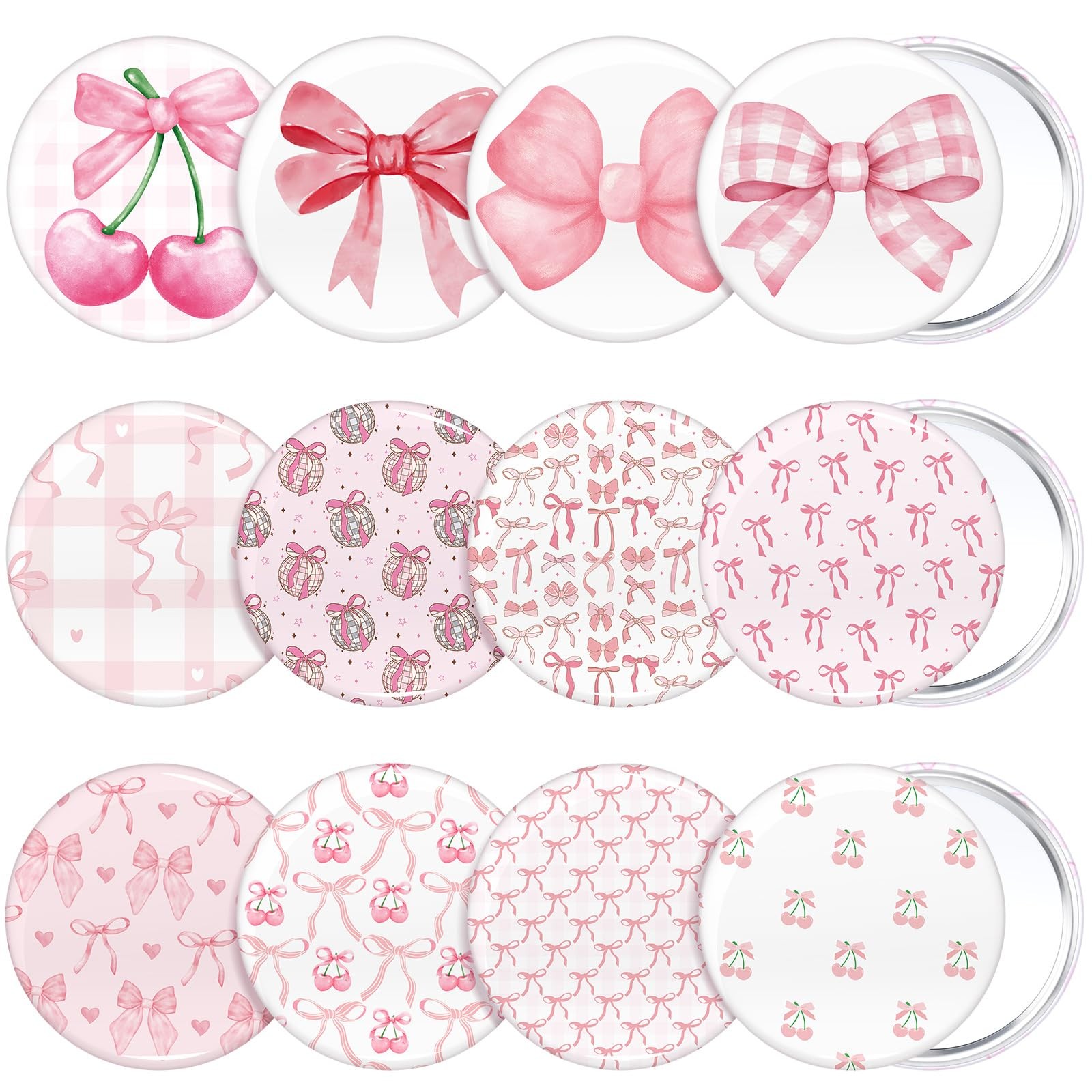 Cinnvoice 12 Pcs Bow Party Favors Gifts Mini Compact Mirror Cute Style, Pink Cinnvoice 12 Pcs Bow Party Favors Gifts Mini Compact Mirror Cute Style, Pink