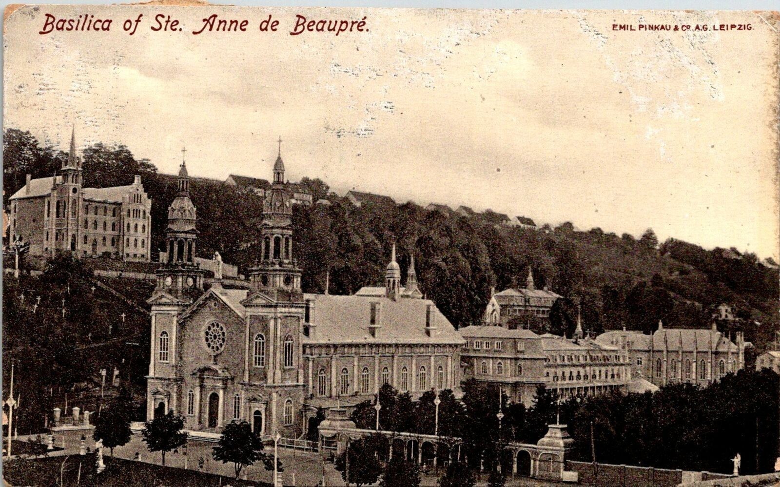 VINTAGE POSTCARD BASILLICA OF SAINT ANNE DE BEAUPRE MAILED QUEBEC 1908 FRESH VINTAGE POSTCARD BASILLICA OF SAINT ANNE DE BEAUPRE MAILED QUEBEC 1908 FRESH
