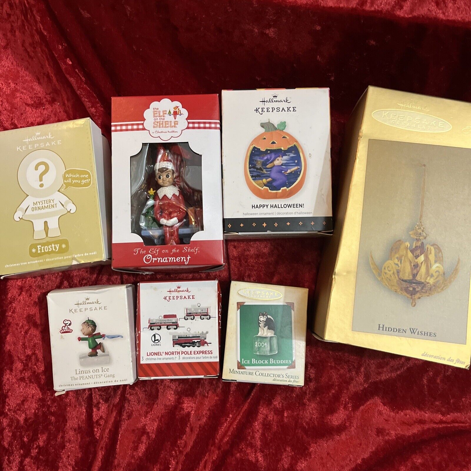 Hallmark Keepsake Ornament Assorted Random Lot Of 7 “mystery” “elf On Shelf” NIB