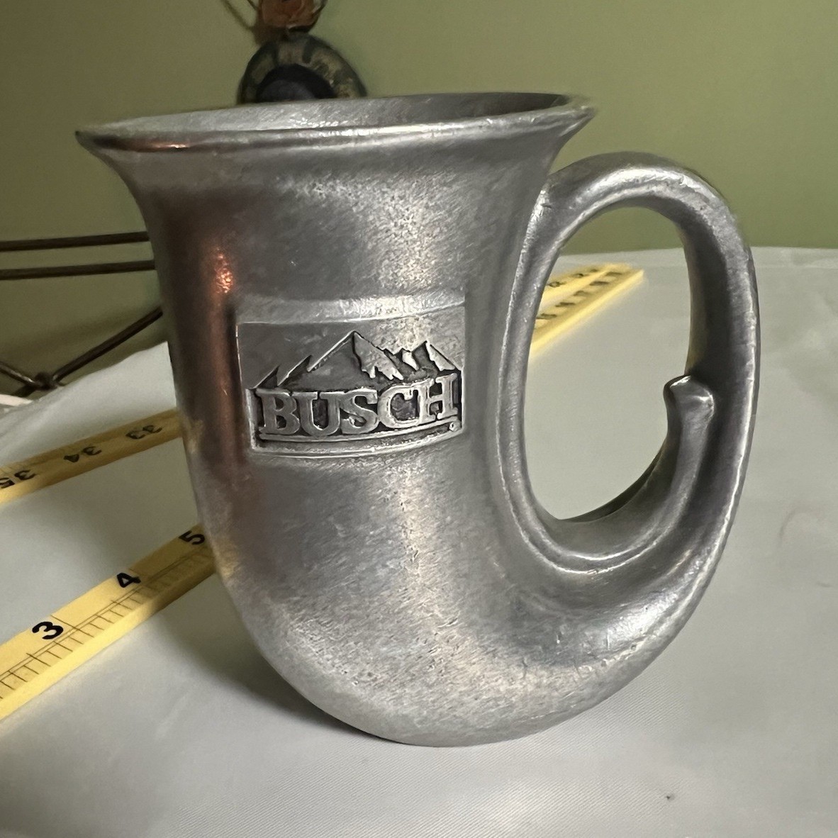 Vintage Wilton Armetale Busch Beer Pewter Horn Mug Tankard 35032 RWP Brewery Vtg Vintage Wilton Armetale Busch Beer Pewter Horn Mug Tankard 35032 RWP Brewery Vtg