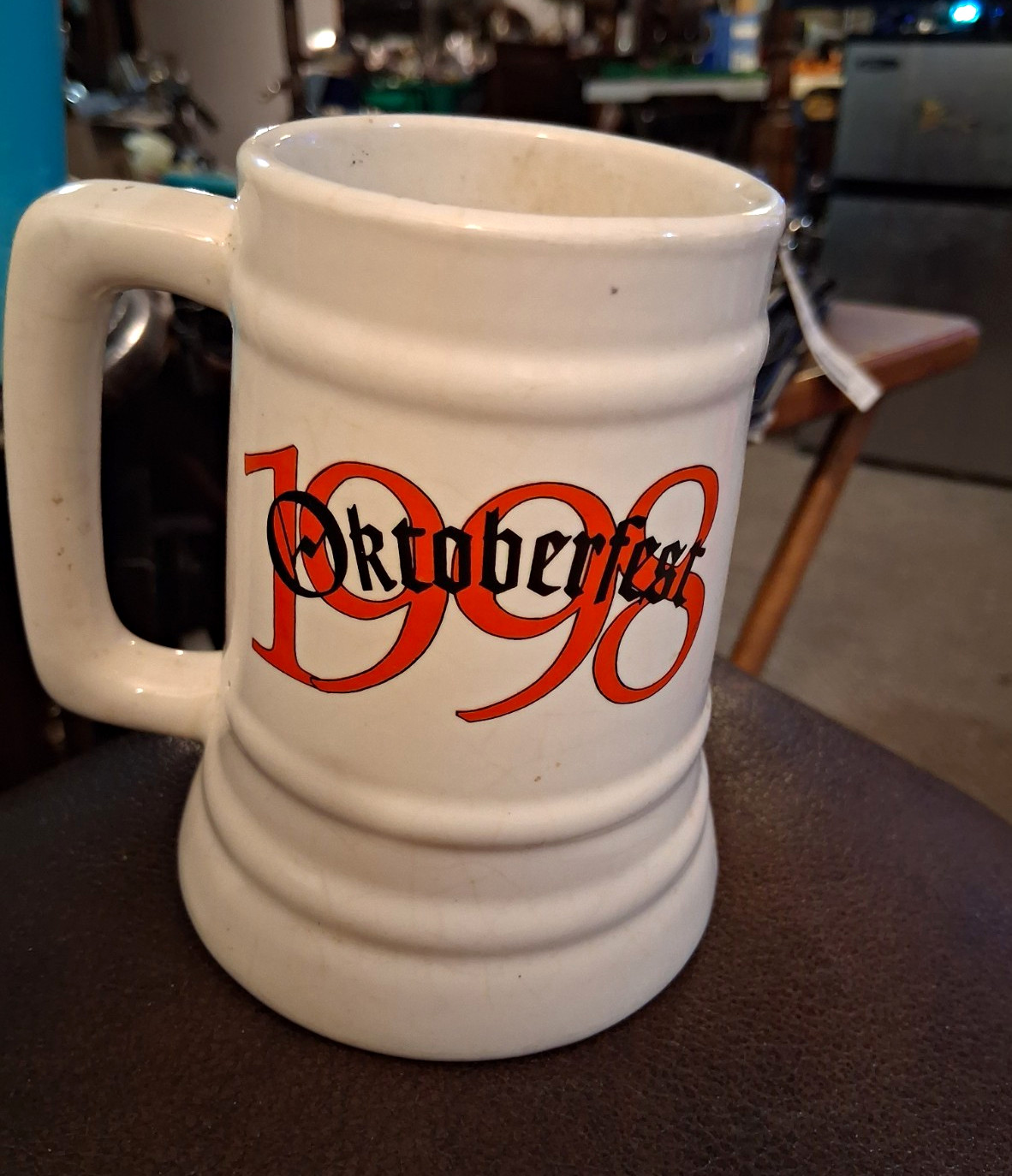 Jagermeister Oktoberfest White Ceramic Beer Stein Mug Distillery Theme