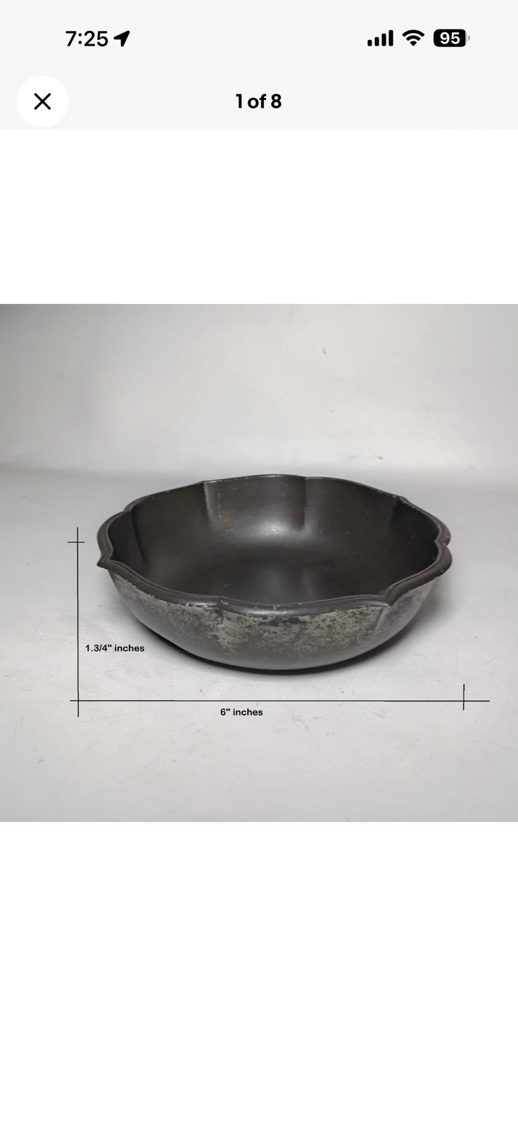 Just Andersen Antique Denmark 1920's Disko metal scalloped ovoid bowl Just Andersen Antique Denmark 1920's Disko metal scalloped ovoid bowl