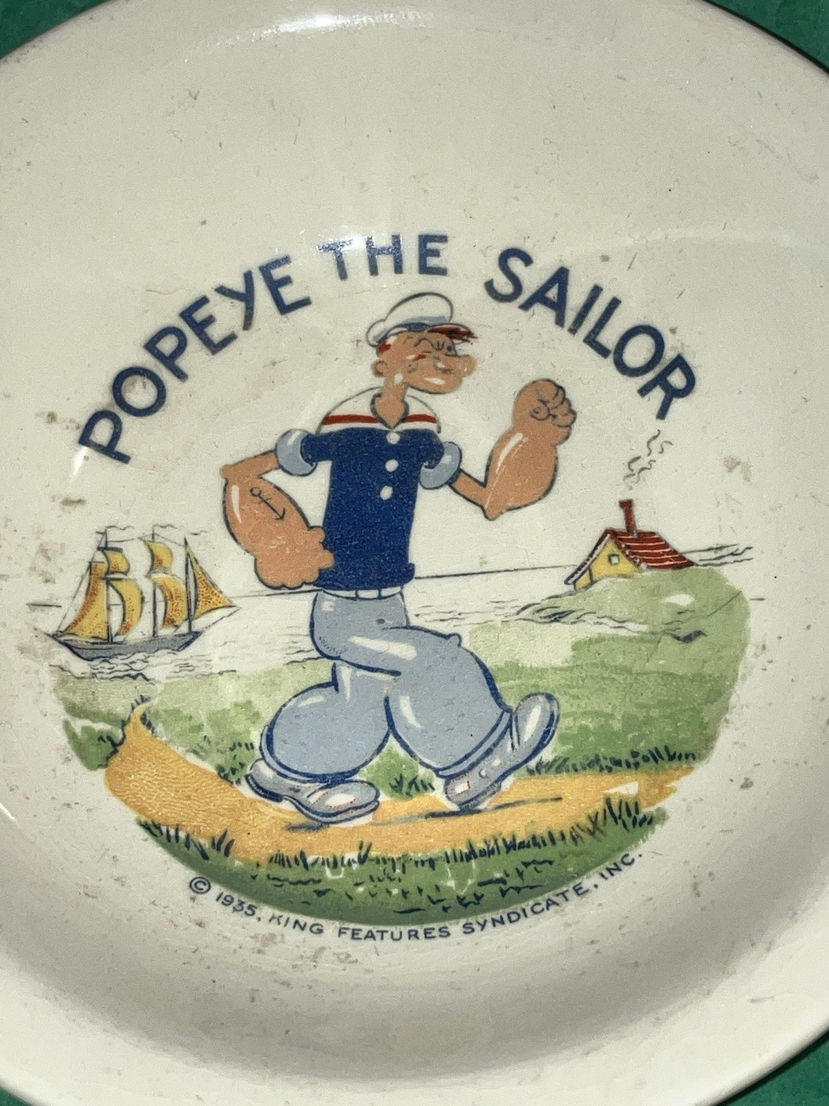 1935 Pottery Popeye The Sailor Bowl Vintage Memorabilia Rare King Features 1935 Pottery Popeye The Sailor Bowl Vintage Memorabilia Rare King Features