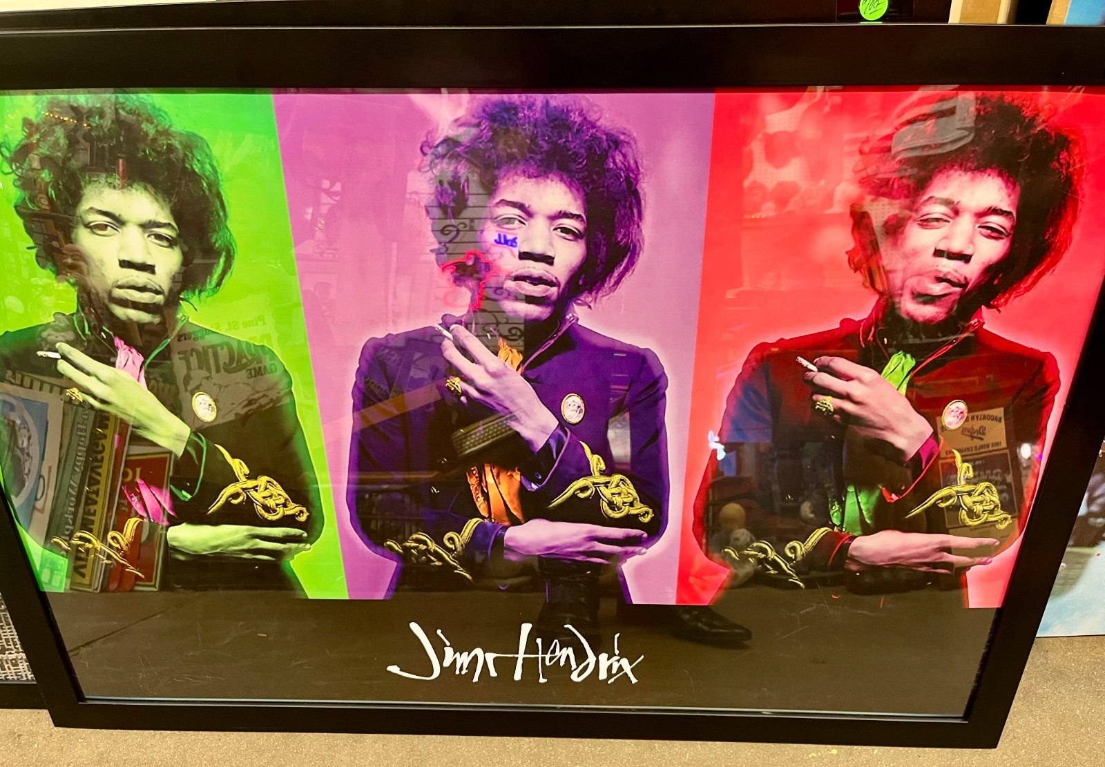 Jimi Hendrix by Gered Mankowitz, Smoking Color Triptych,  1967
