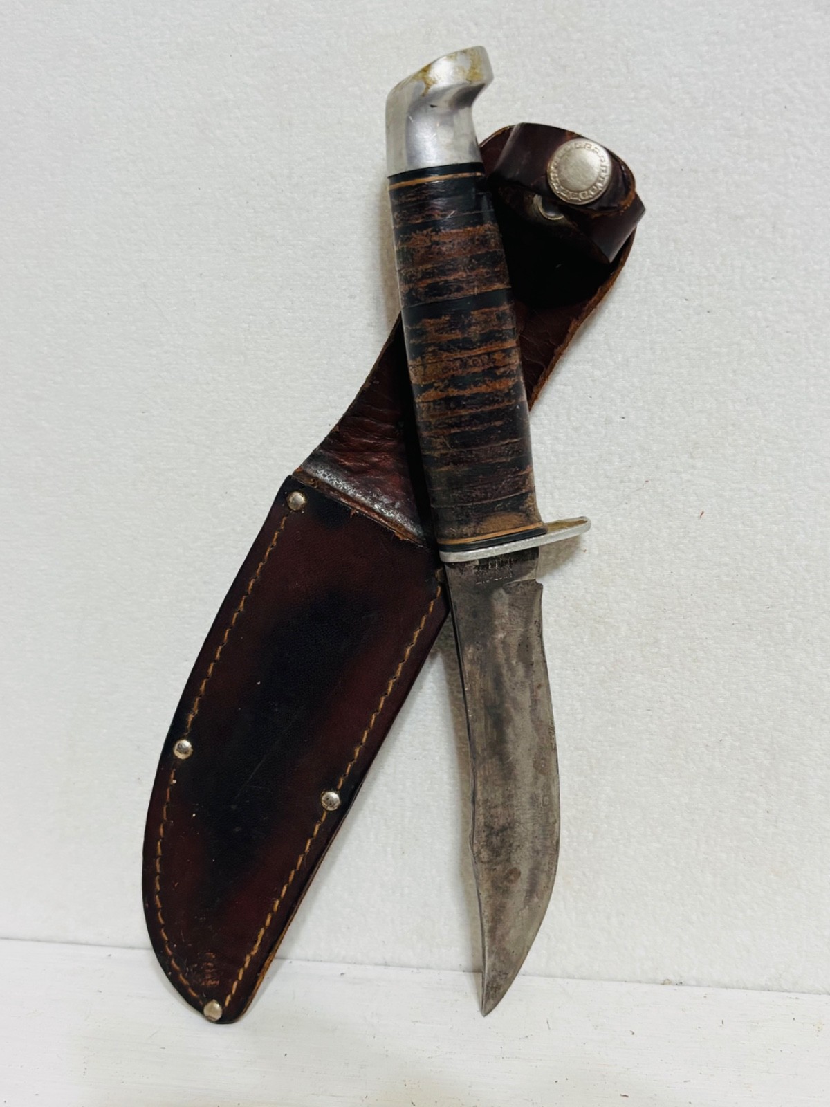 Vintage West-Cut K-5 Hunting Knife Boulder Colo Made in USA Leather Sheath Vintage West-Cut K-5 Hunting Knife Boulder Colo Made in USA Leather Sheath