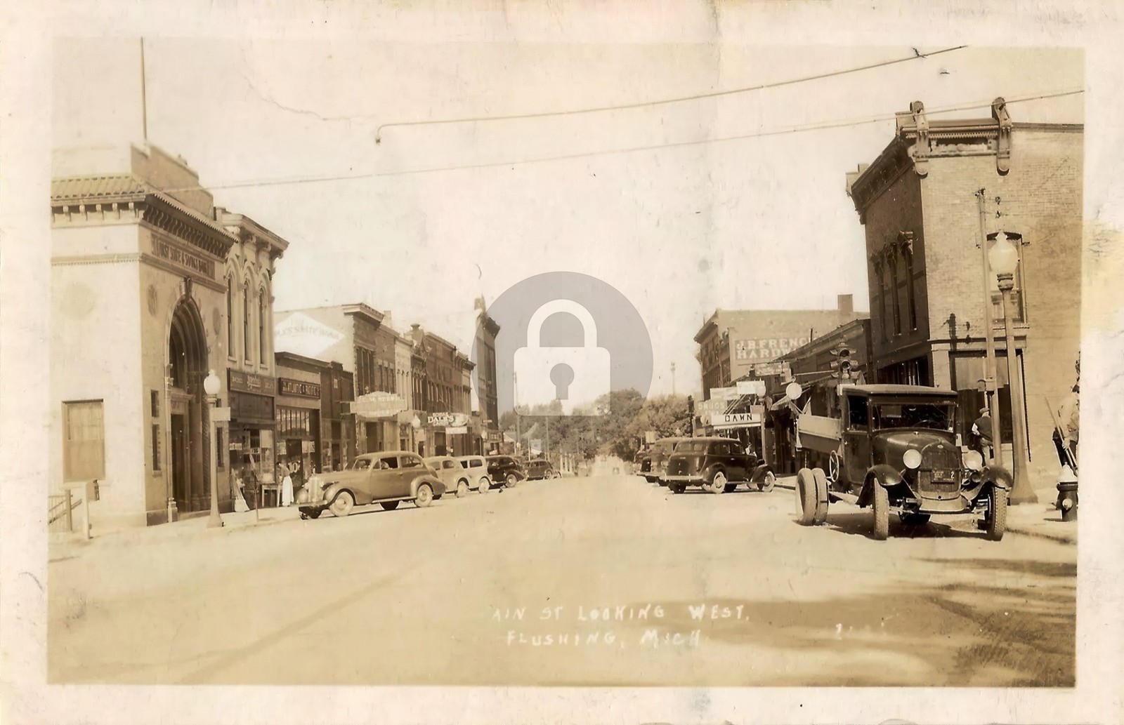 Flushing MI Michigan Main Street View RPPC Photo Postcard COPY Flushing MI Michigan Main Street View RPPC Photo Postcard COPY