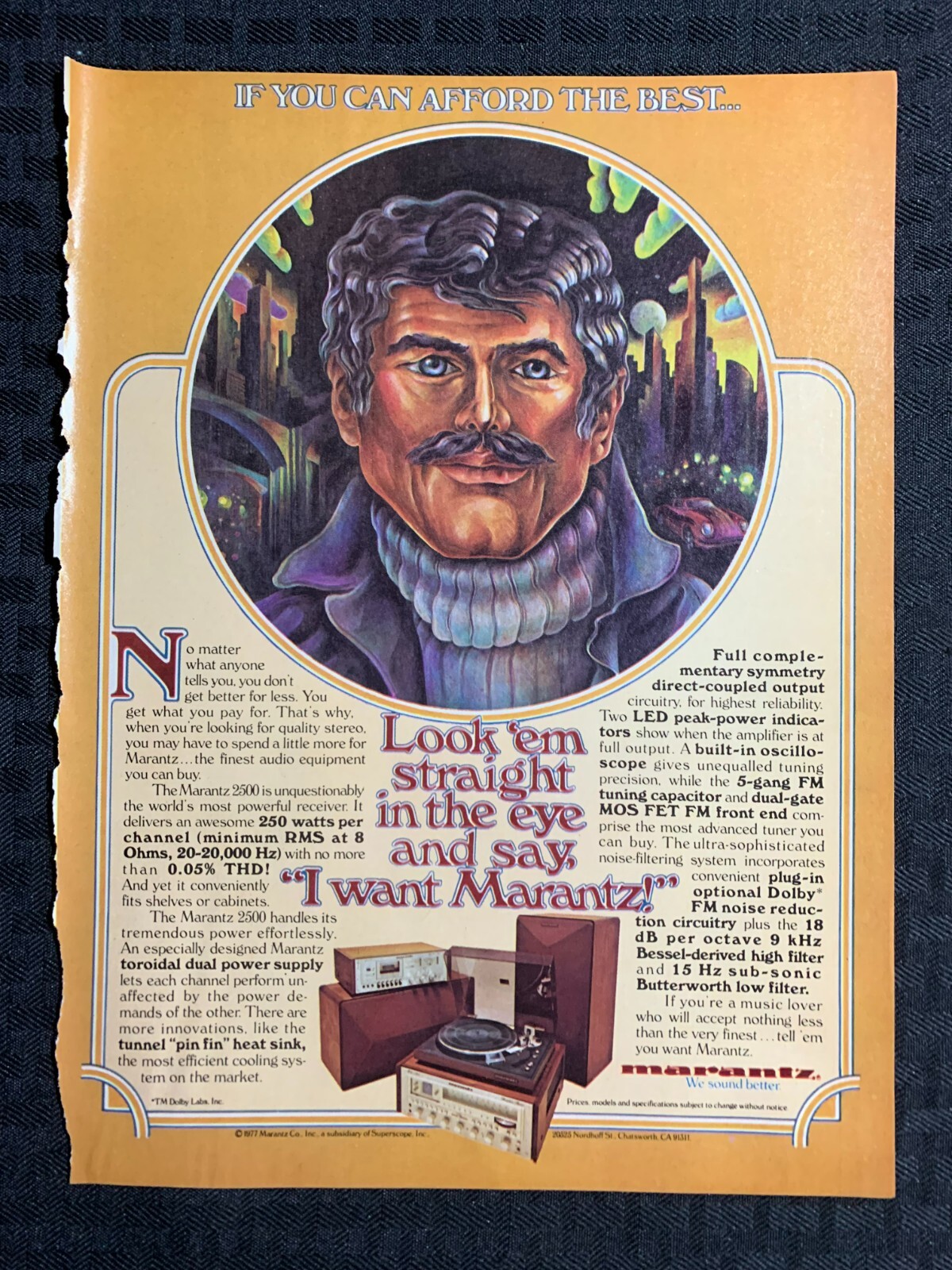 1977 MARANTZ WE SOUND BETTER 8.5x11" Print Ad VG+ 4.5 Look em in the Eye