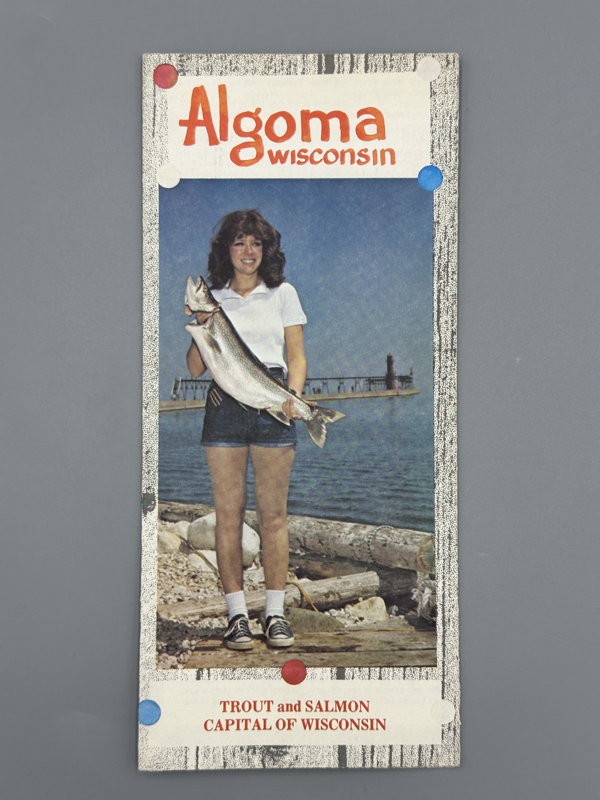 Vintage ALGOMA Wisconsin TROUT & SALMON Fishing Travel Brochure