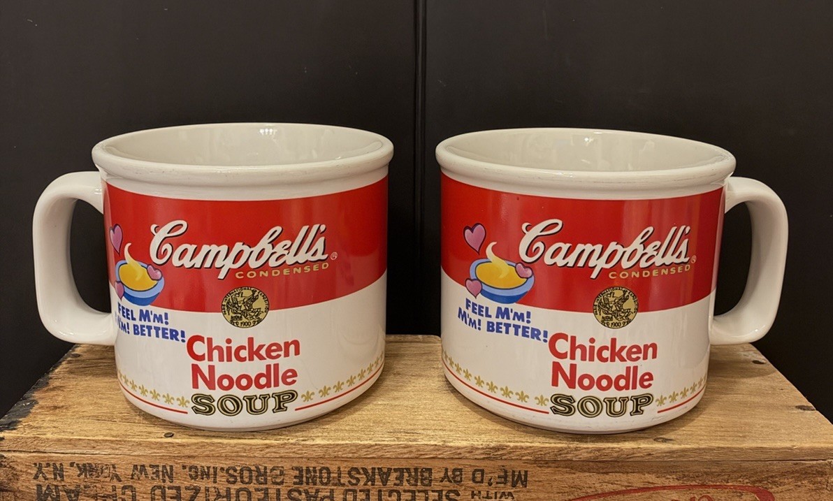 Vintage 1997 Campbell's Chicken Noodle Soup Mugs Set of 2 Westwood Ceramic Cups Vintage 1997 Campbell's Chicken Noodle Soup Mugs Set of 2 Westwood Ceramic Cups