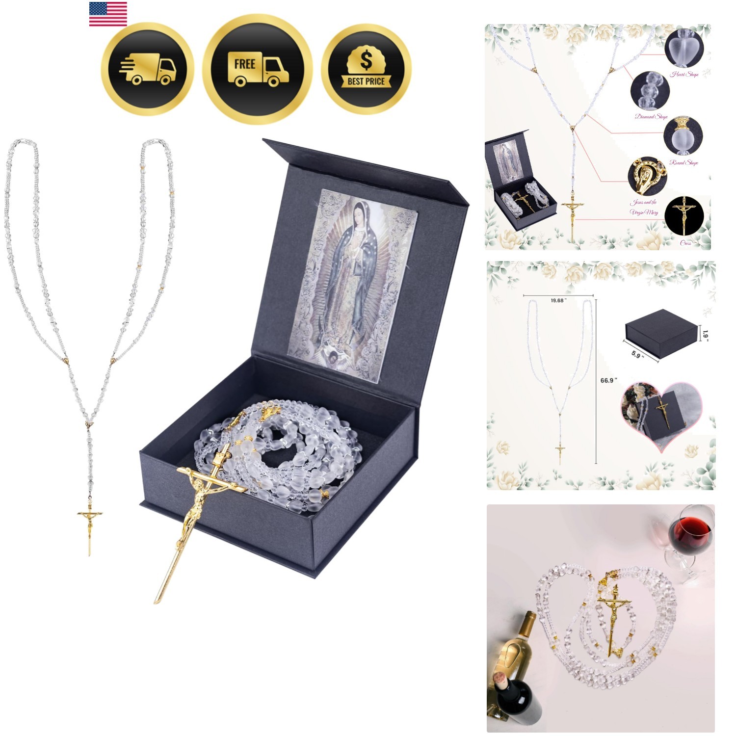Lazo Para Boda,66.9 * 19.68",Wedding Crystal Rosary,Contains a Picture of the... Lazo Para Boda,66.9 * 19.68",Wedding Crystal Rosary,Contains a Picture of the...