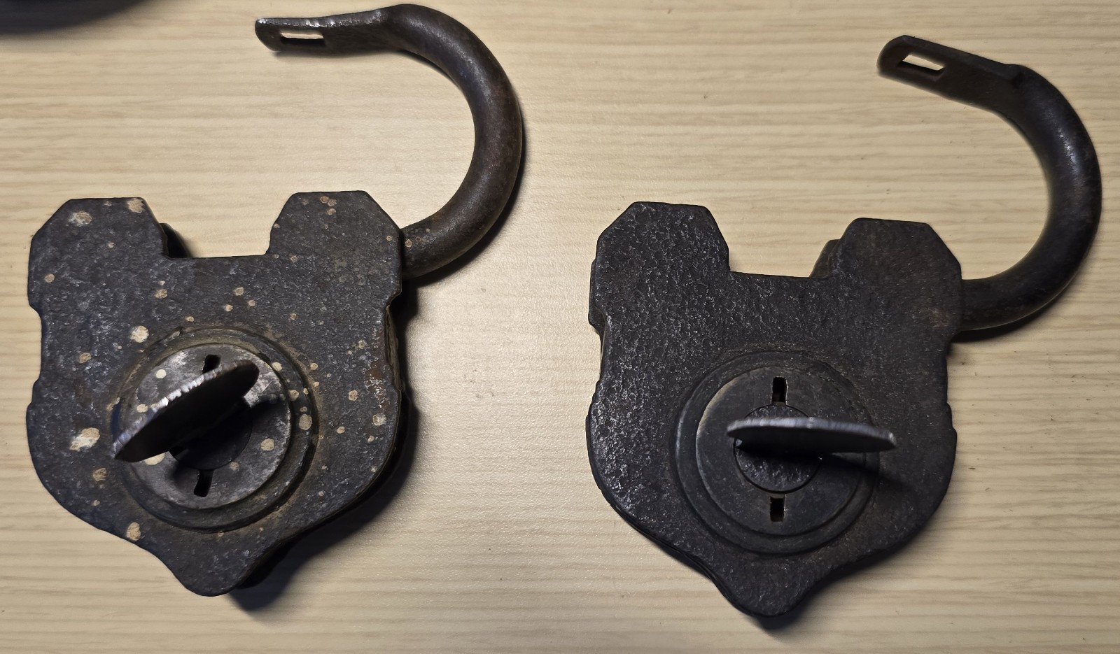 Lot of 2 x S & C Co. Sargent Antique Steel & Brass Padlock with Key - Works LG