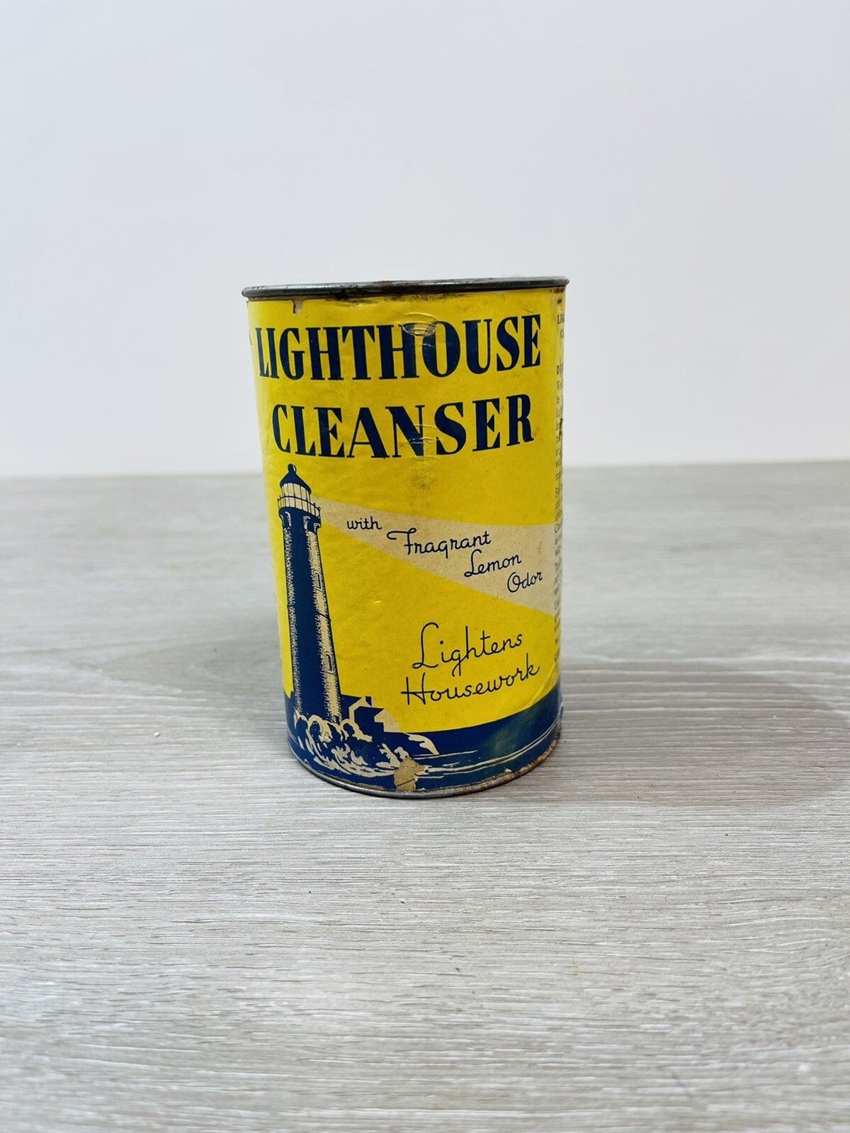 Lighthouse Cleanser unopened vintage 1947 NOS Can Has Wear Lighthouse Cleanser unopened vintage 1947 NOS Can Has Wear