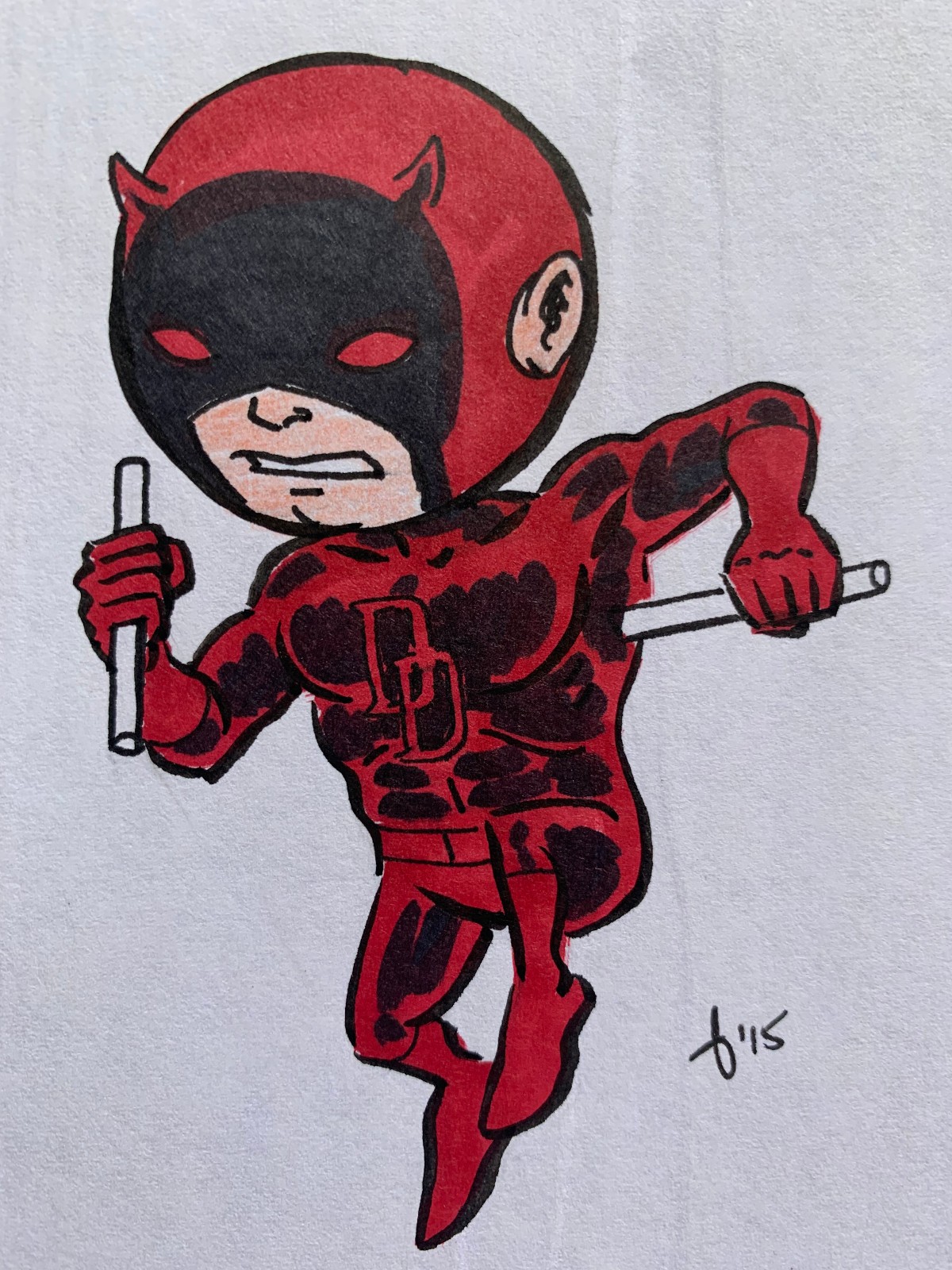 DAREDEVIL - 2015 - Marvel MCU Disney - original art - ink & color marker/pencil DAREDEVIL - 2015 - Marvel MCU Disney - original art - ink & color marker/pencil