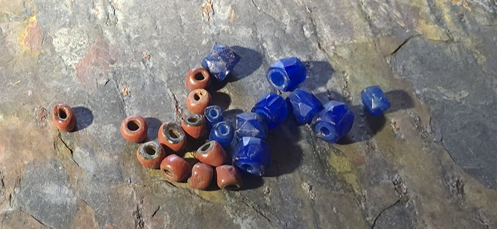 Antique 19th C Russian Blue Cobalt Trade Beads Red Glass Collection Lot Antique 19th C Russian Blue Cobalt Trade Beads Red Glass Collection Lot