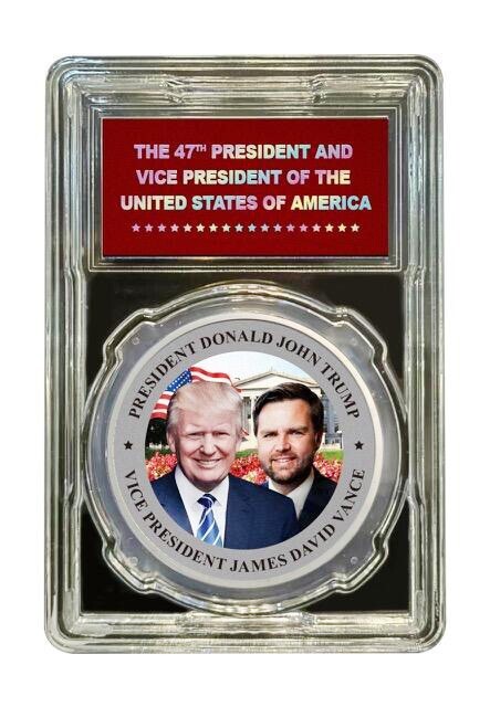 USA 2025 - 47th President Donald Trump & Vice Pres. JD Vance Silver Plated Comem USA 2025 - 47th President Donald Trump & Vice Pres. JD Vance Silver Plated Comem