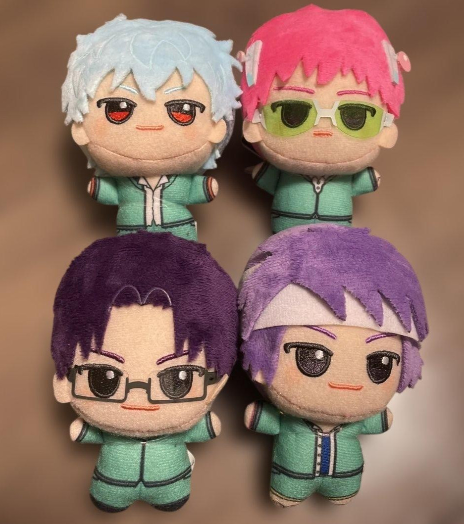 The Disastrous Life of Saiki K. Chibigurumi Plush Mascot Complete Set of 4 NEW The Disastrous Life of Saiki K. Chibigurumi Plush Mascot Complete Set of 4 NEW