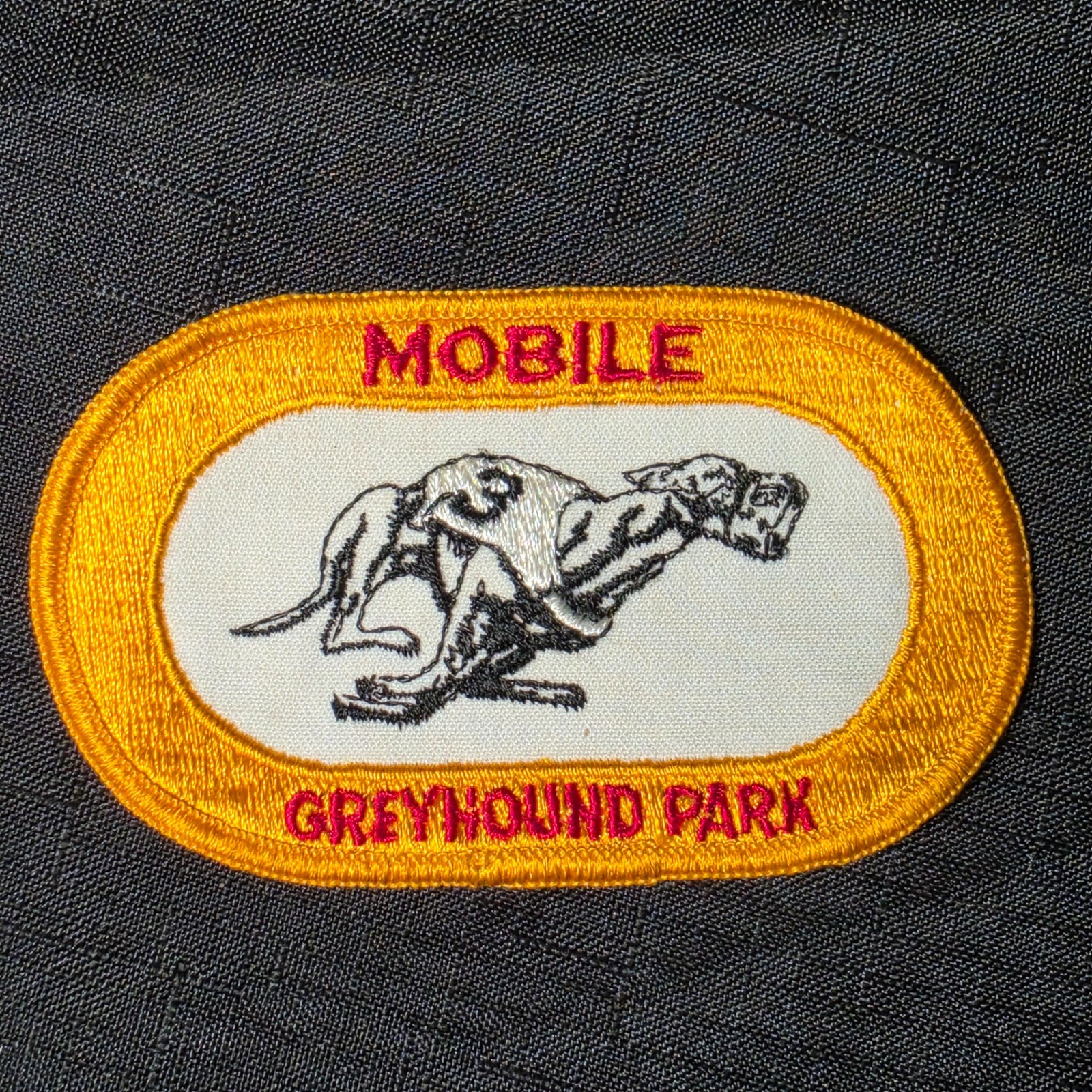 Vintage Mobile Greyhound Park Alabama Racing Dog Embroidered Patch Sew On 4.25" Vintage Mobile Greyhound Park Alabama Racing Dog Embroidered Patch Sew On 4.25"