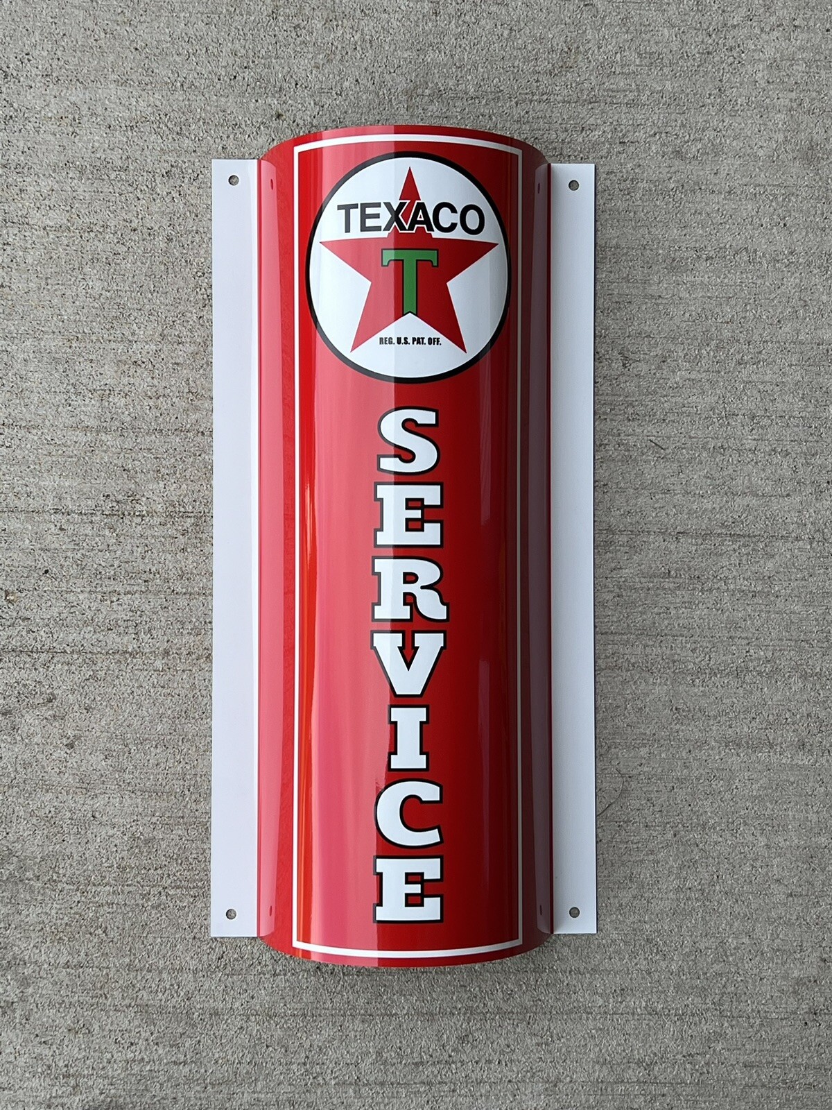 Texaco Service Curved Metal Gasoline Gas sign Pump Oil WOW Texaco Service Curved Metal Gasoline Gas sign Pump Oil WOW