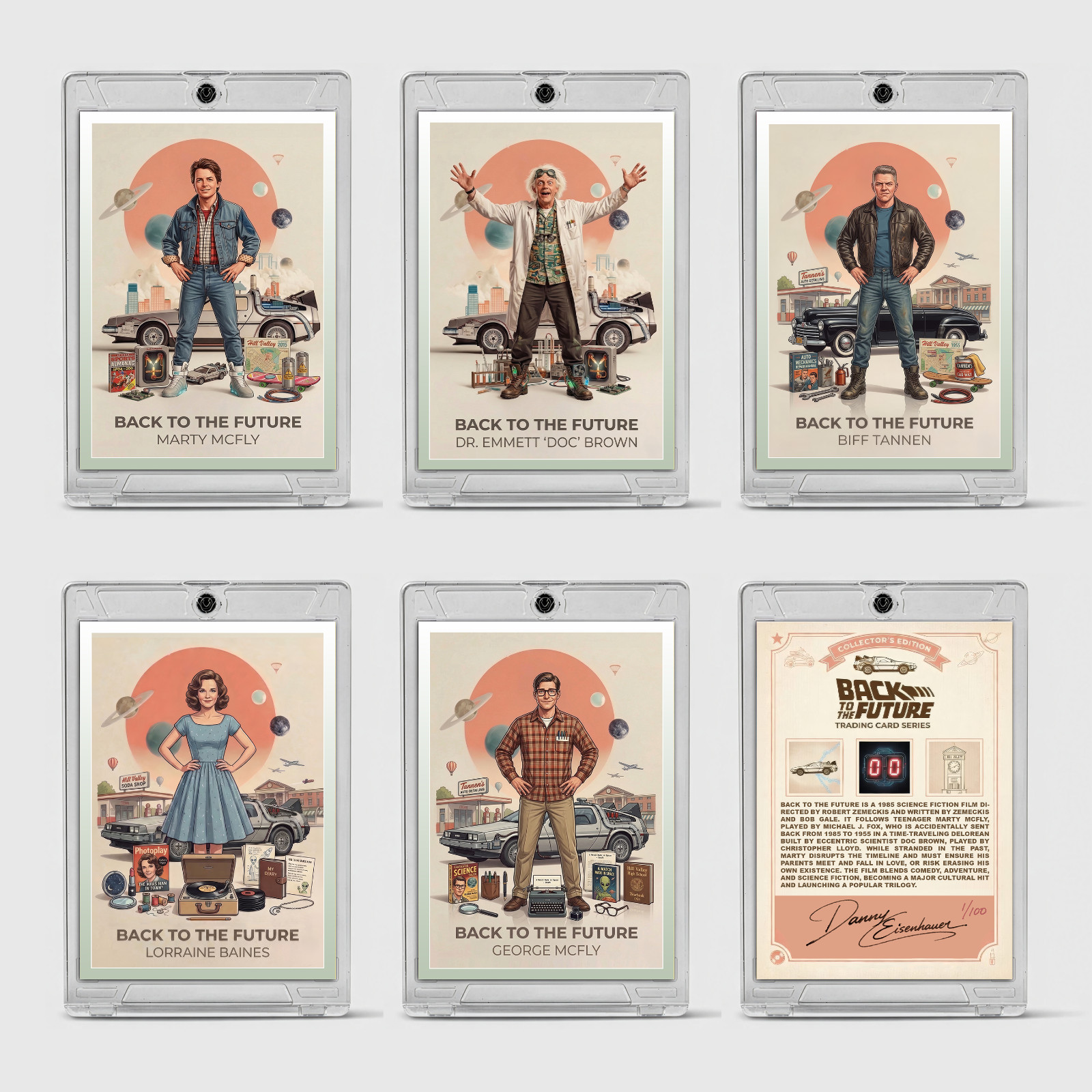 Back to the Future Trading Card Set (5 Cards) | Artist Signed and Numbered Back to the Future Trading Card Set (5 Cards) | Artist Signed and Numbered