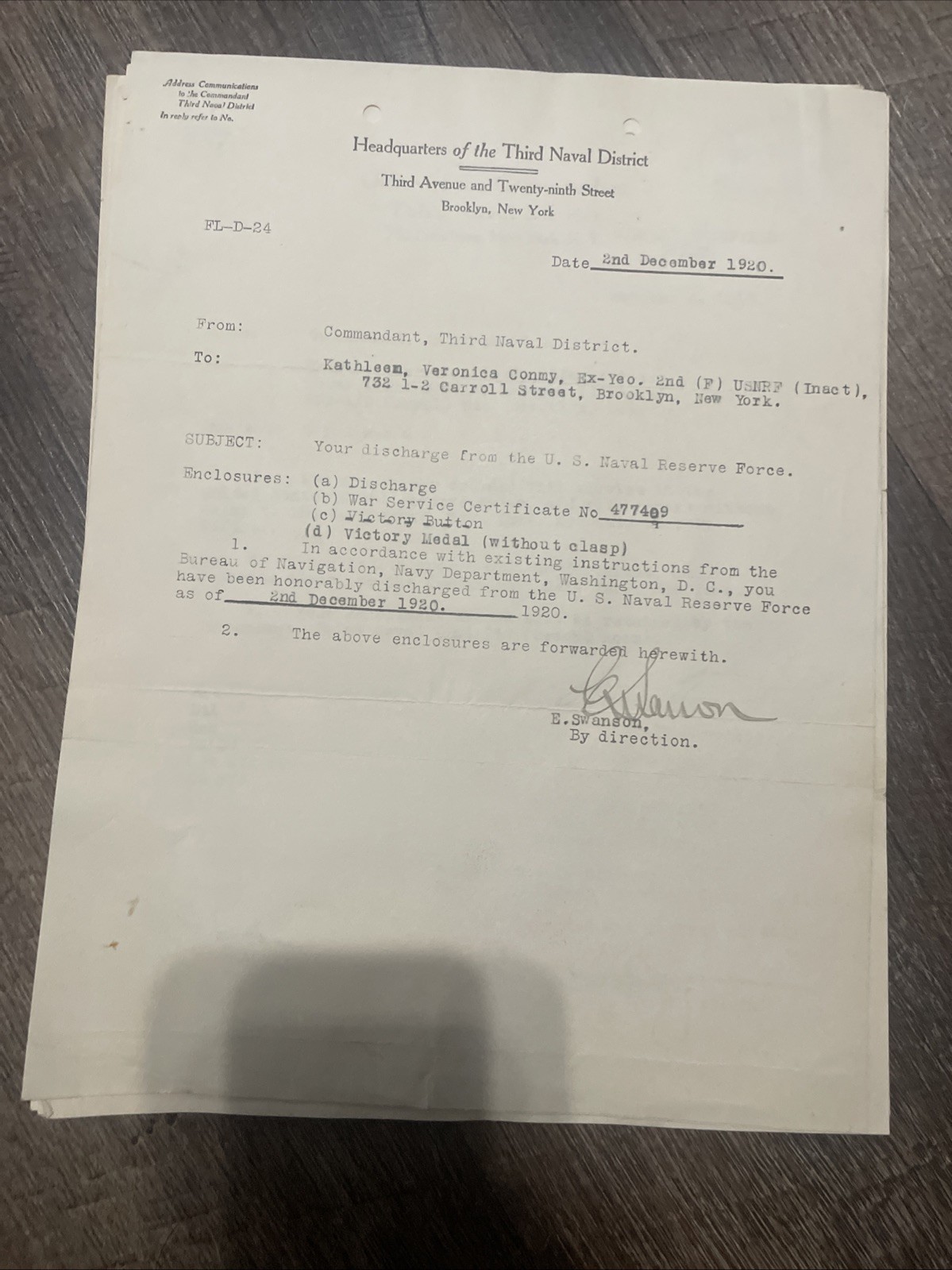 WW1 US Navy Woman Yeoman Paperwork Lot WW1 US Navy Woman Yeoman Paperwork Lot