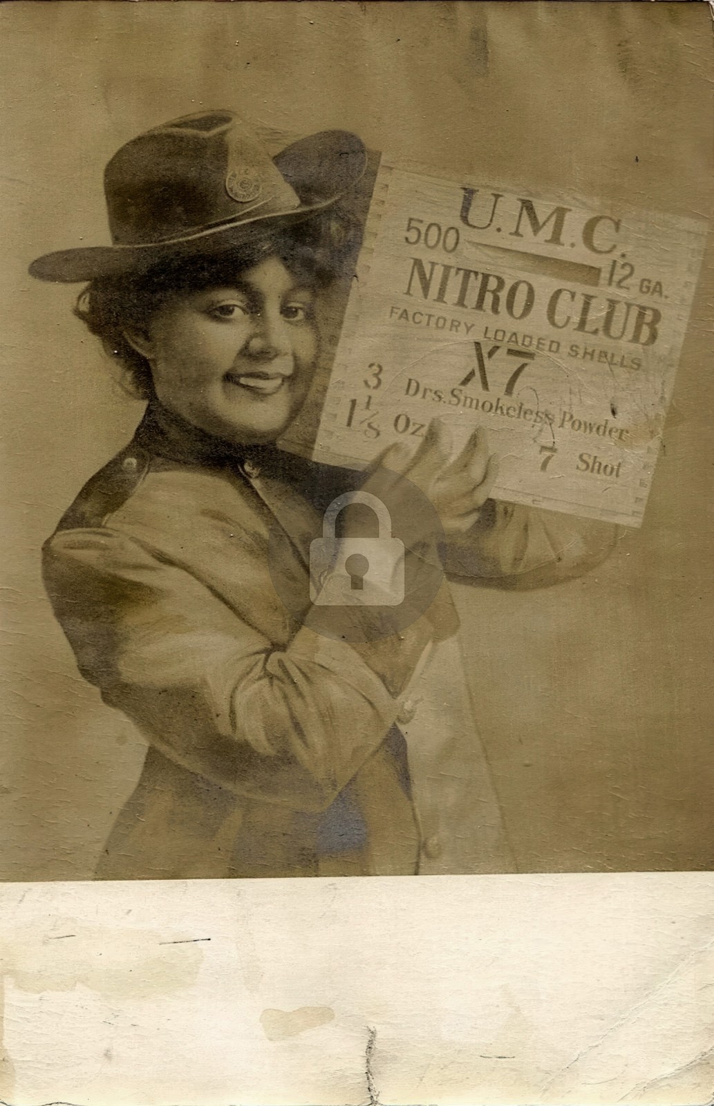 UMC Union Metallic Cartridge Nitro Club Advert. Girl 1905 Remington RPPC COPY
