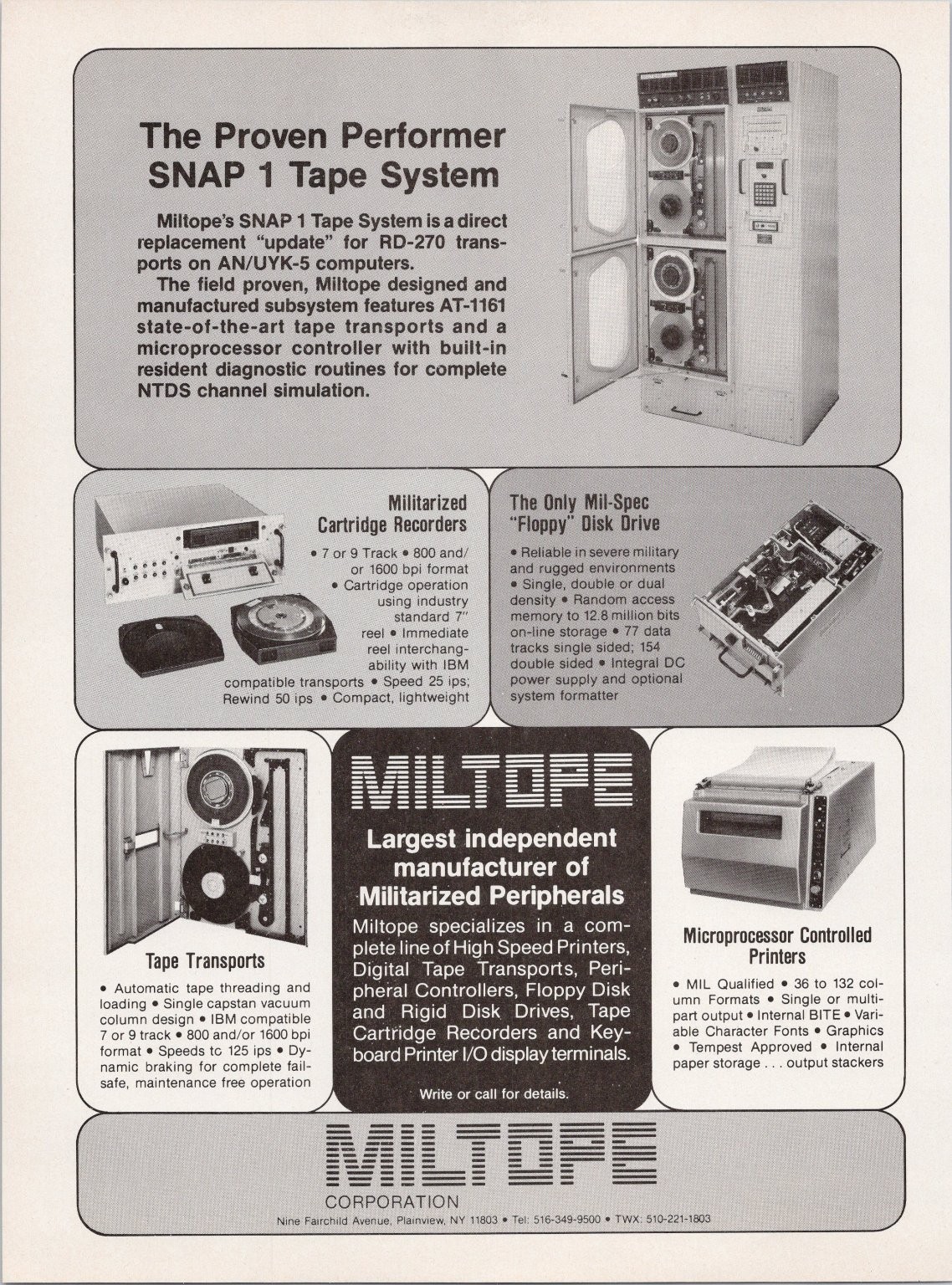 MILTOPE SNAP 1 Tape System Vintage Ad Militarized Peripherals 1980s MILTOPE SNAP 1 Tape System Vintage Ad Militarized Peripherals 1980s