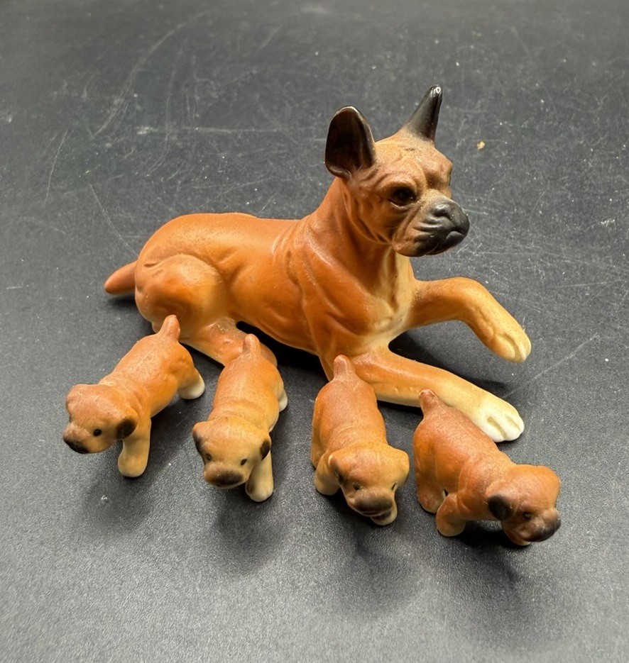 Vintage Mini Bone China Boxer Dogs Set of 5 Japan Vintage Mini Bone China Boxer Dogs Set of 5 Japan