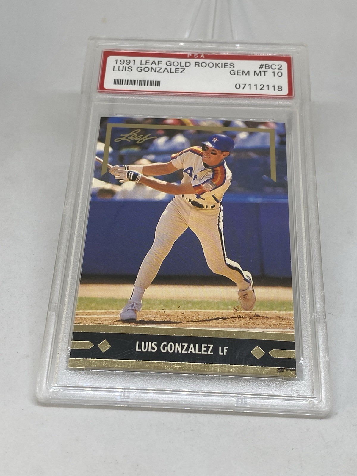 1991 LEAF GOLD ROOKIES RC ROOKIE LUIS GONZALEZ PSA 10 GEM MT POP 55 1991 LEAF GOLD ROOKIES RC ROOKIE LUIS GONZALEZ PSA 10 GEM MT POP 55
