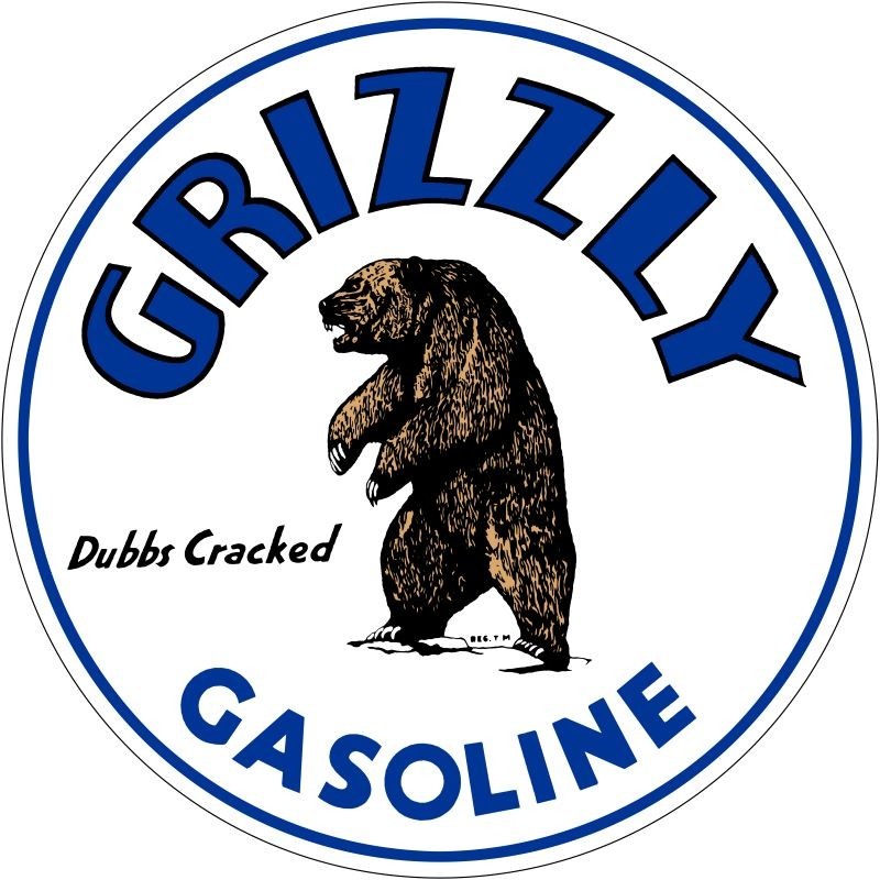 Grizzly Dubbs Cracked Gasoline - Service Station NEW METAL SIGN: 12" Dia. Round