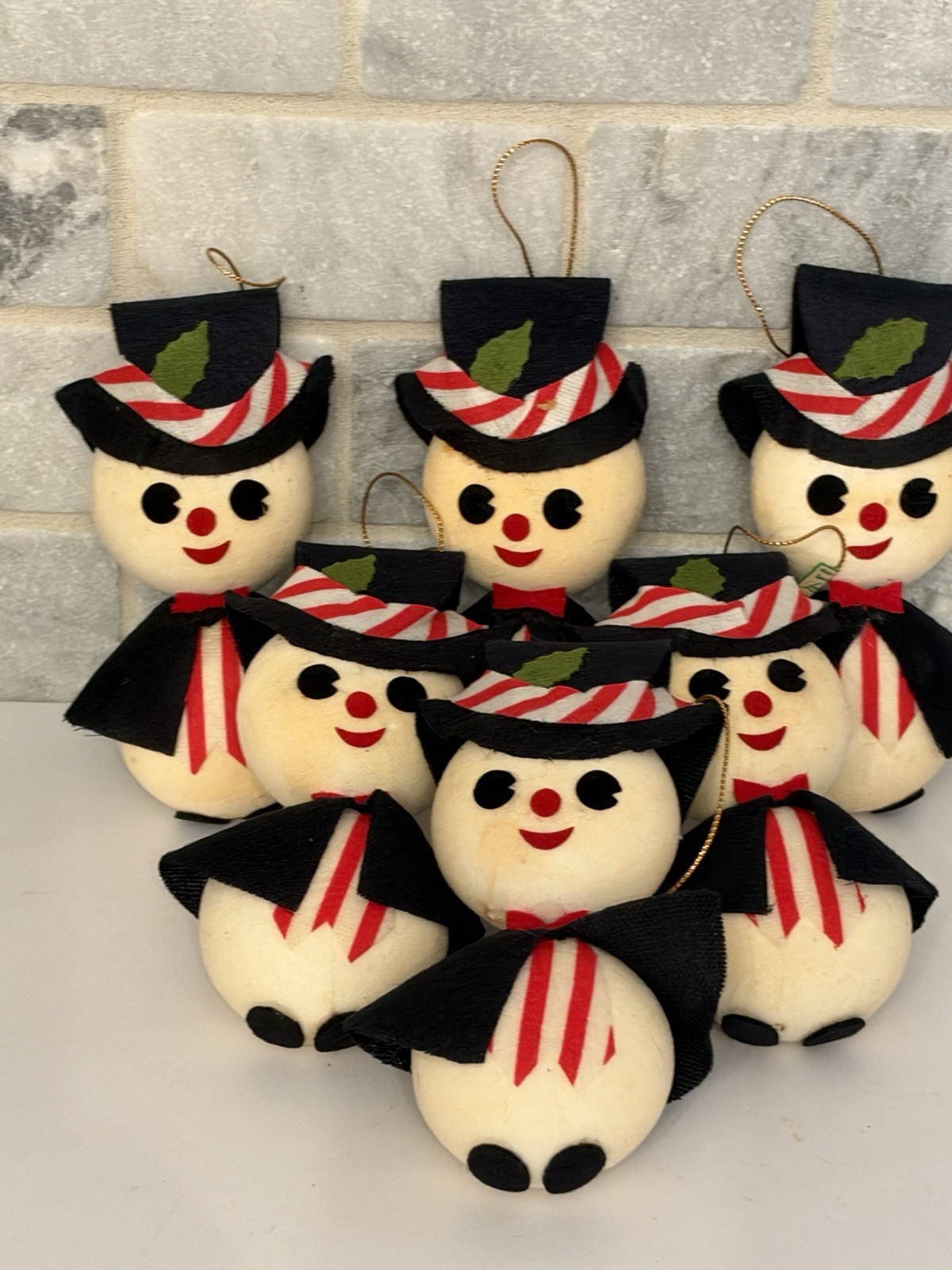 VTG MCM Lot of 6 Flocked Felt Ornaments Made in Japan Snowman Made for Leewards VTG MCM Lot of 6 Flocked Felt Ornaments Made in Japan Snowman Made for Leewards
