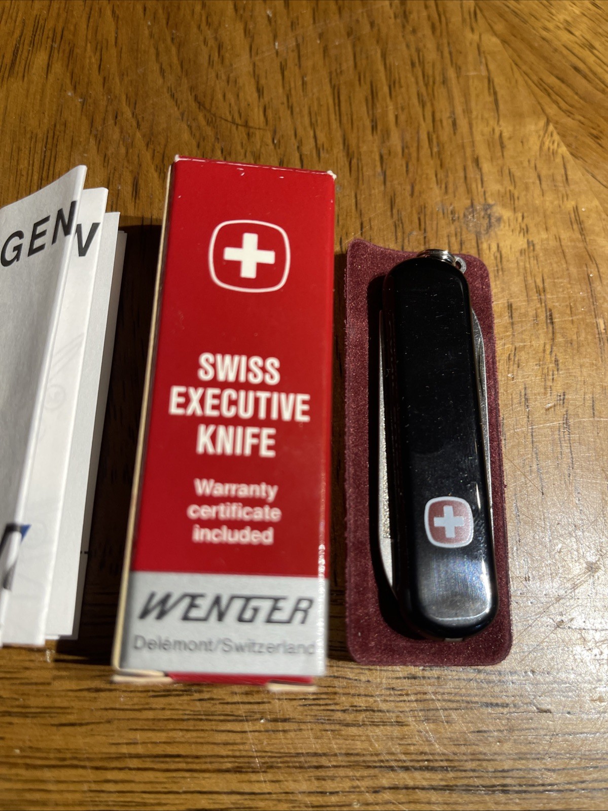 WENGER Swiss Executive Knife - Black Knife File Tweezers New In Box With Papers WENGER Swiss Executive Knife - Black Knife File Tweezers New In Box With Papers