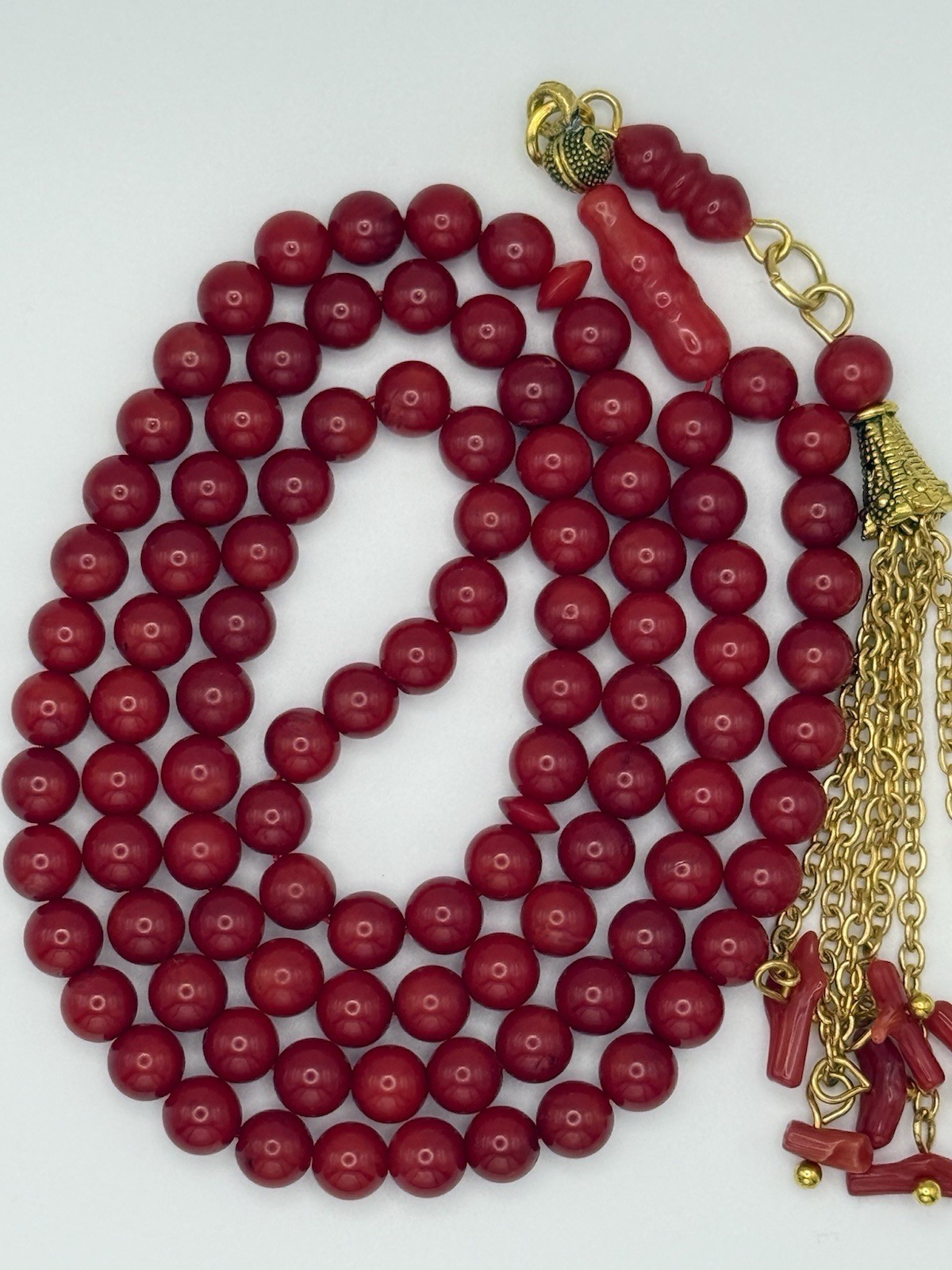 Natura Red Coral Tasbih Prayer Beads مسبحة مرجان طبيعي