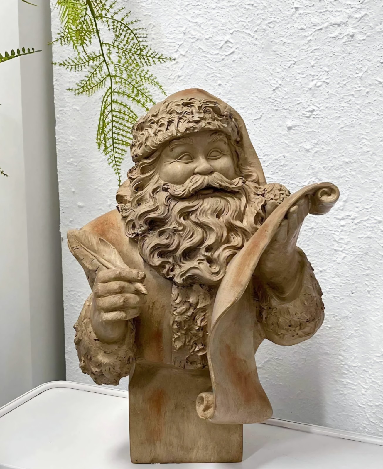 Natural Vintage Look Christmas LARGE Gold Santa Bust, 13.1" NEW