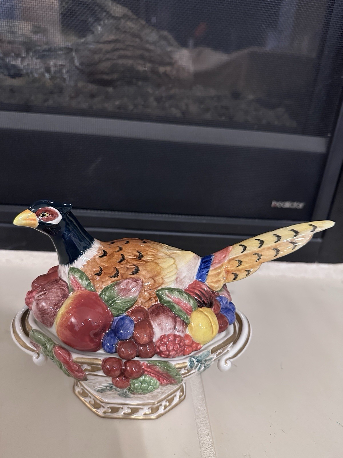 Vintage 1997 Fitz and Floyd Pheasant Wild Fowl Bird Covered Dish Small Tureen Vintage 1997 Fitz and Floyd Pheasant Wild Fowl Bird Covered Dish Small Tureen