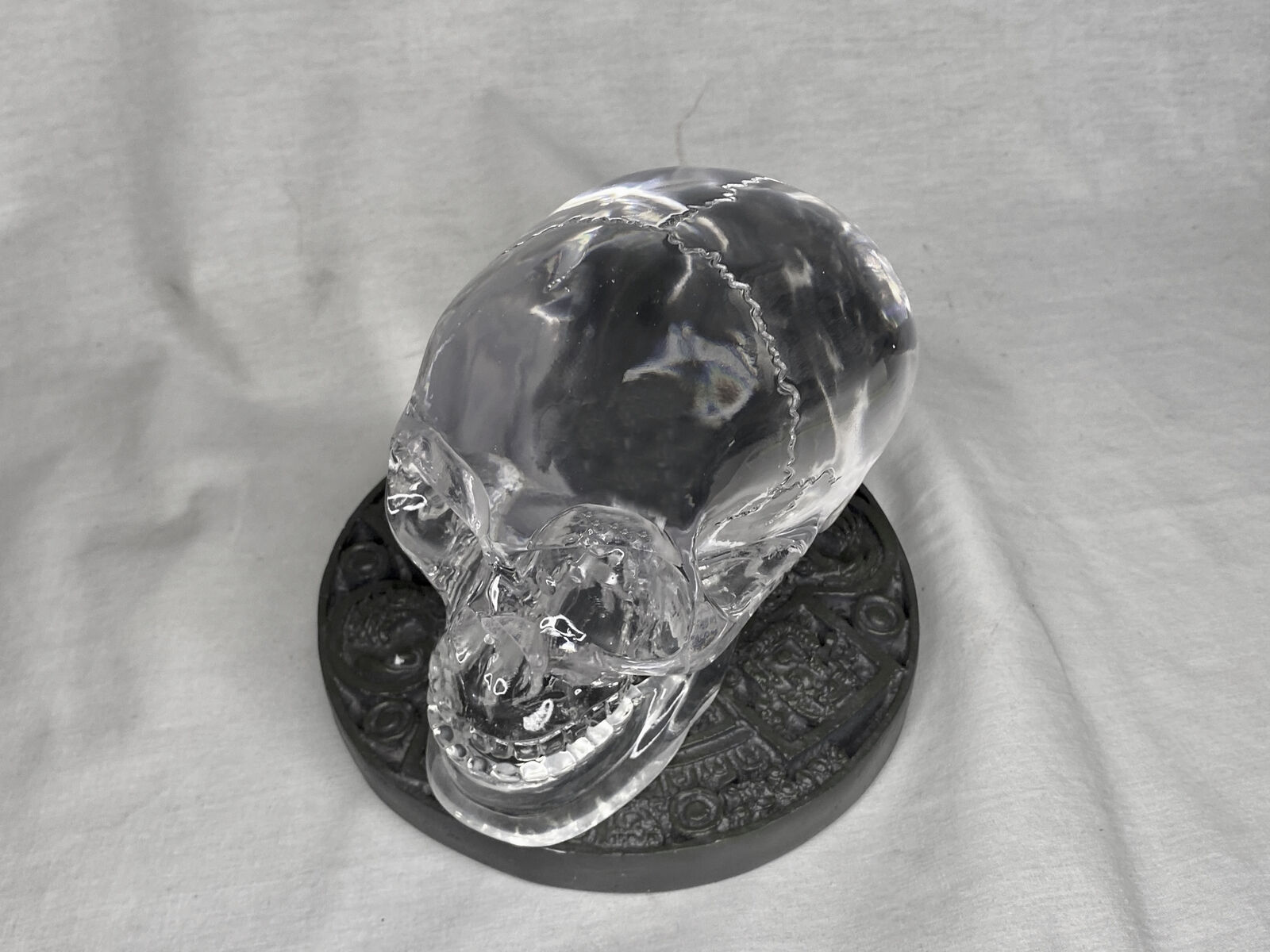 Mitchell Hedges Ancient Crystal Skull Replica, Solid Acrylic, Stand, Free Book
