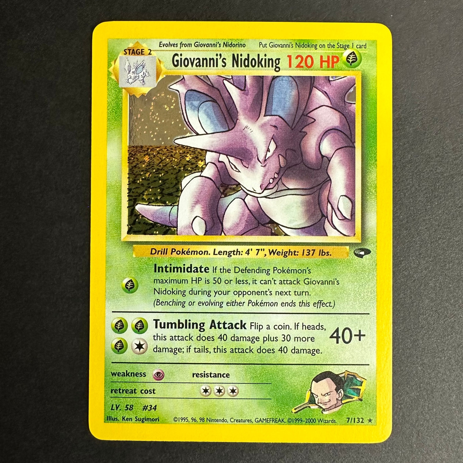 Pokemon TCG Giovanni's Nidoking Gym Challenge 007/132 Holo Rare NM/LP SWIRL