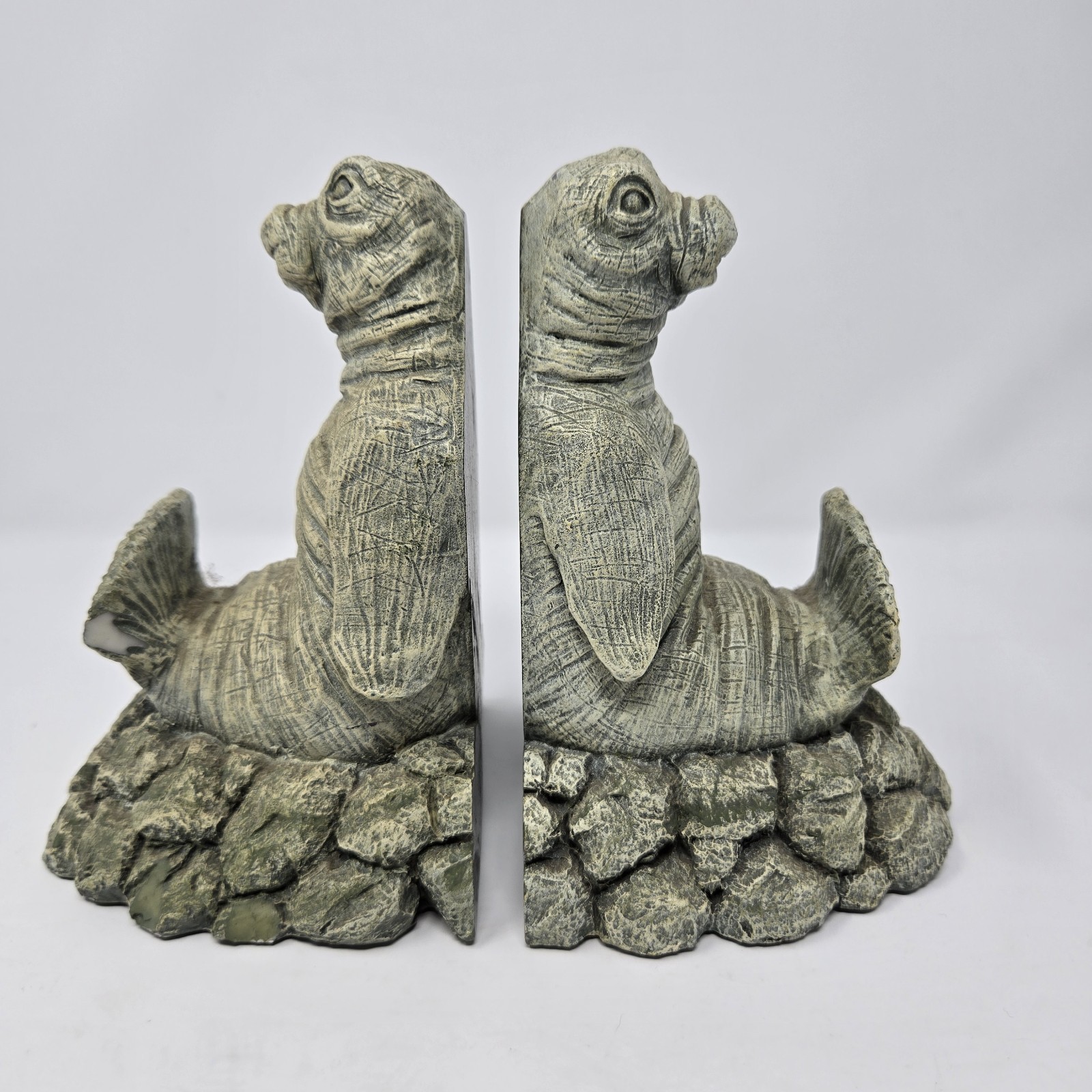 Vintage SPI Manatee Bookends San Pacific International Marine Decor Faux Stone