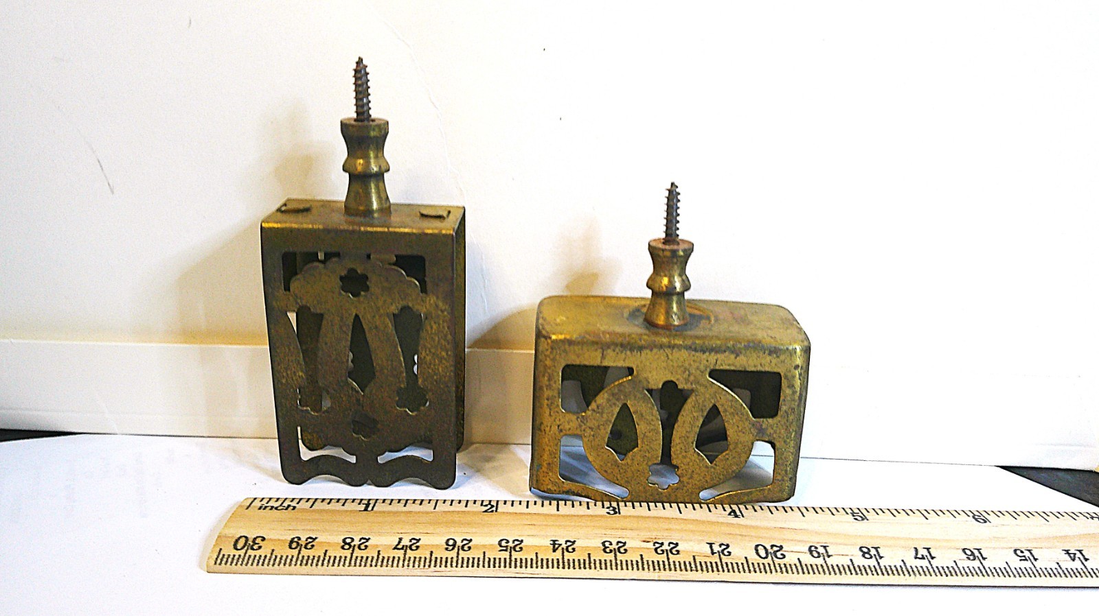 Antique Vintage 1920s Ornate Art Nouveau Brass Match Box Holders (2) Antique Vintage 1920s Ornate Art Nouveau Brass Match Box Holders (2)