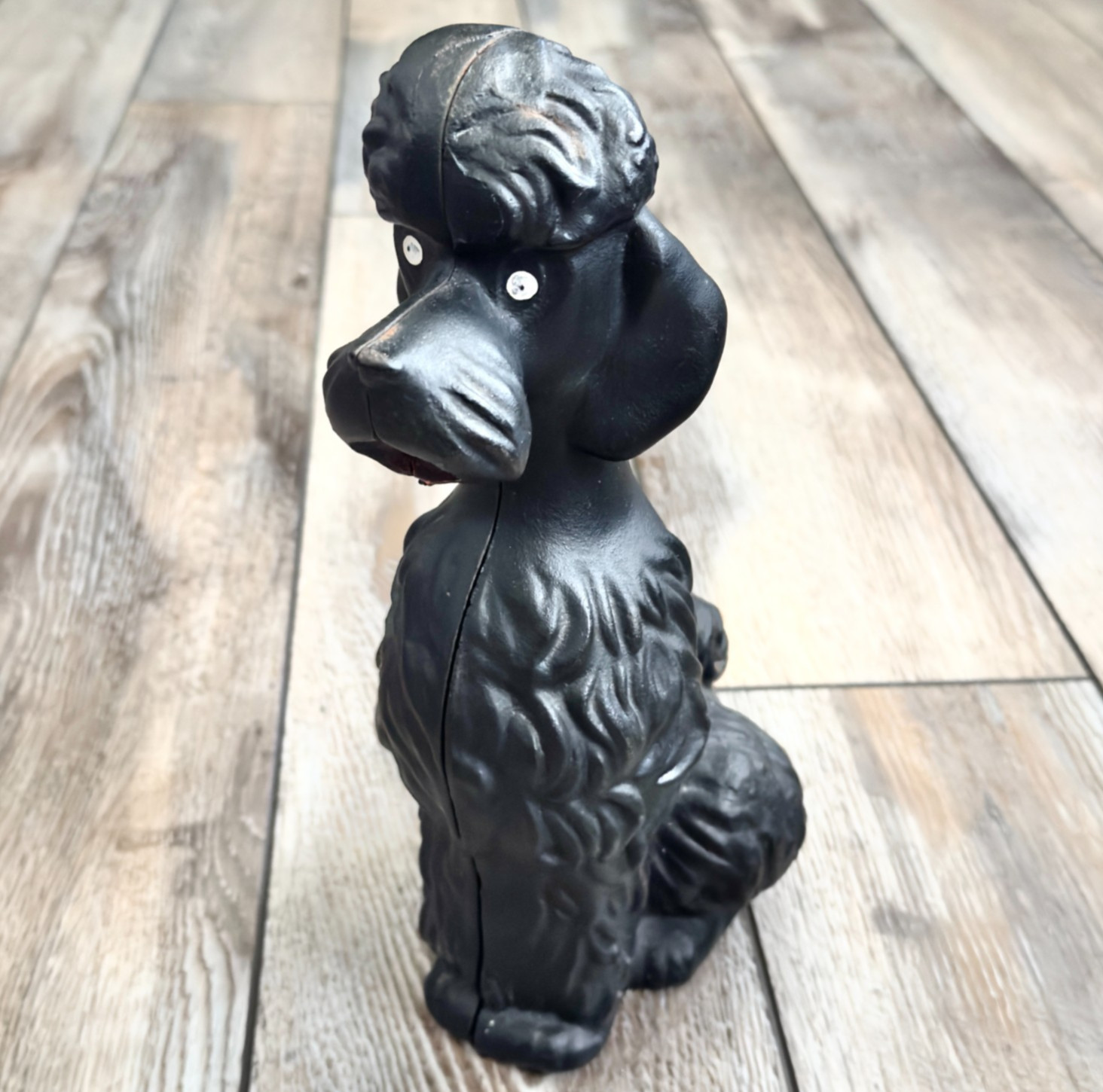 Vintage 1950s Cast Iron MCM Black Poodle Dog Coin Bank Doorstop Vintage 1950s Cast Iron MCM Black Poodle Dog Coin Bank Doorstop